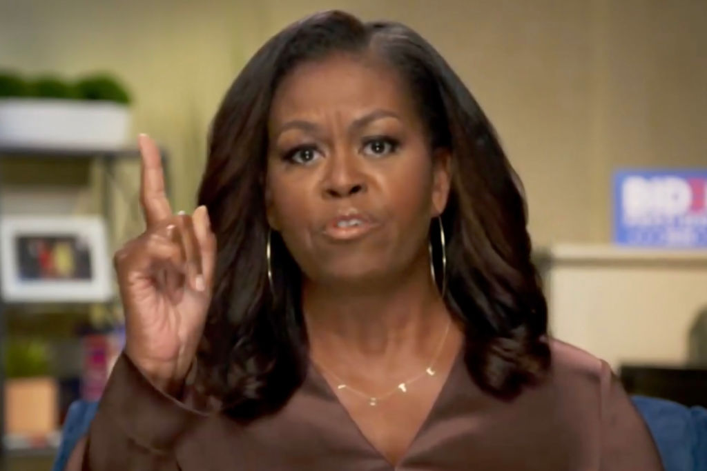 Cựu đệ nhất phu nhân Michelle Obama phát biểu tại hội nghị ảo vào ngày 17 tháng 8 năm 2020. Handout / DNCC qua Getty Images