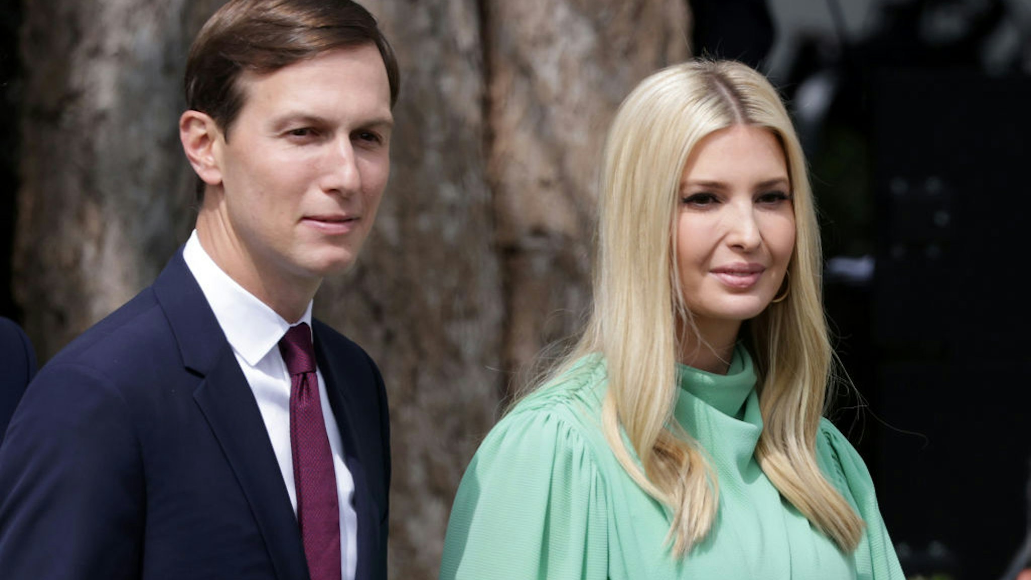 Special adviser to the president Jared Kushner (L) and Ivanka Trump arrive to the signing ceremony of the Abraham Accords on the South Lawn of the White House September 15, 2020 in Washington, DC.