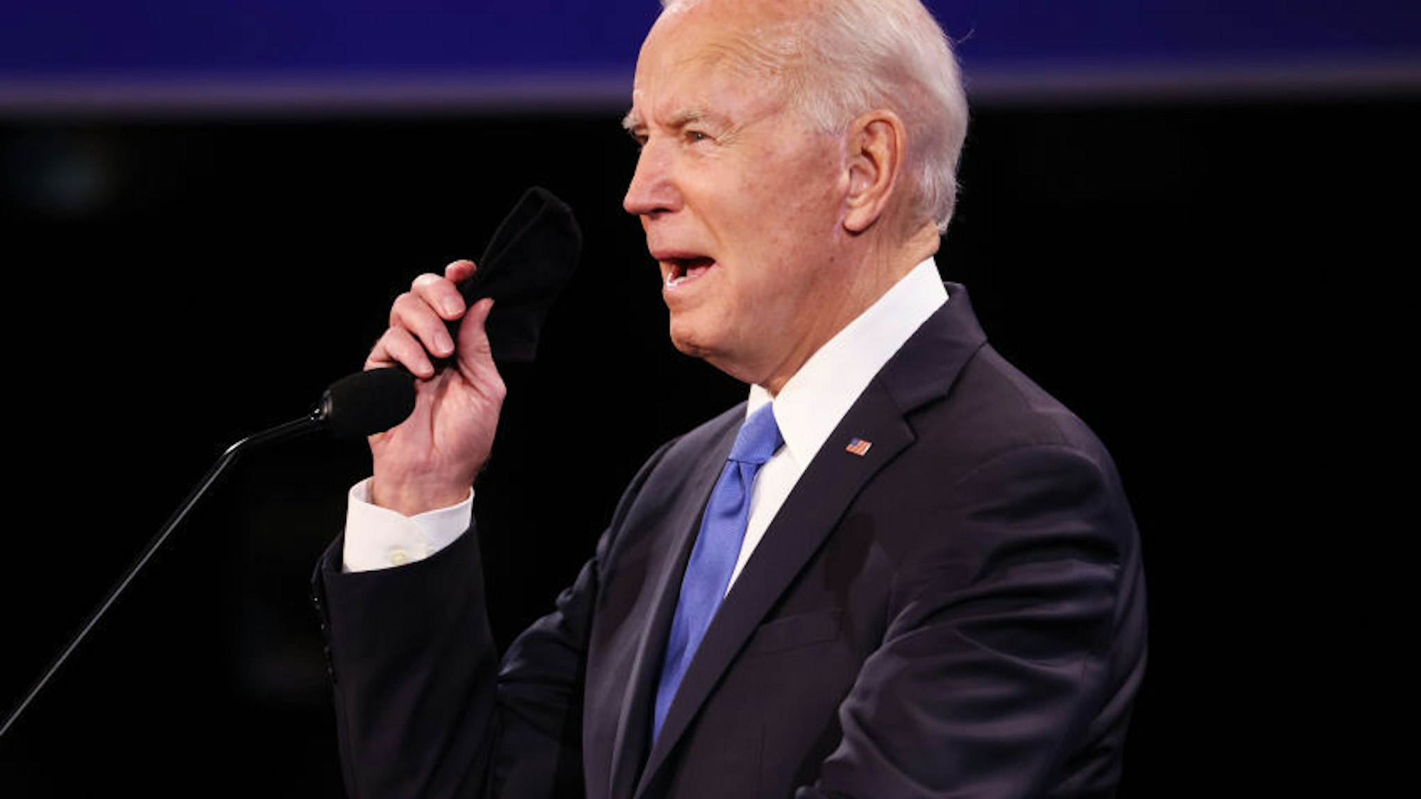 Democratic presidential nominee Joe Biden participates in the final presidential debate against U.S. President Donald Trump at Belmont University on October 22, 2020 in Nashville, Tennessee.