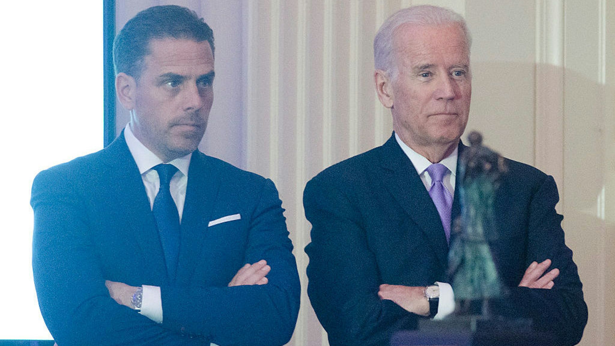 WASHINGTON, DC - APRIL 12: WFP USA Board Chair Hunter Biden introduces his father Vice President Joe Biden during the World Food Program USA's 2016 McGovern-Dole Leadership Award Ceremony at the Organization of American States on April 12, 2016 in Washington, DC. (Kris Connor/WireImage)