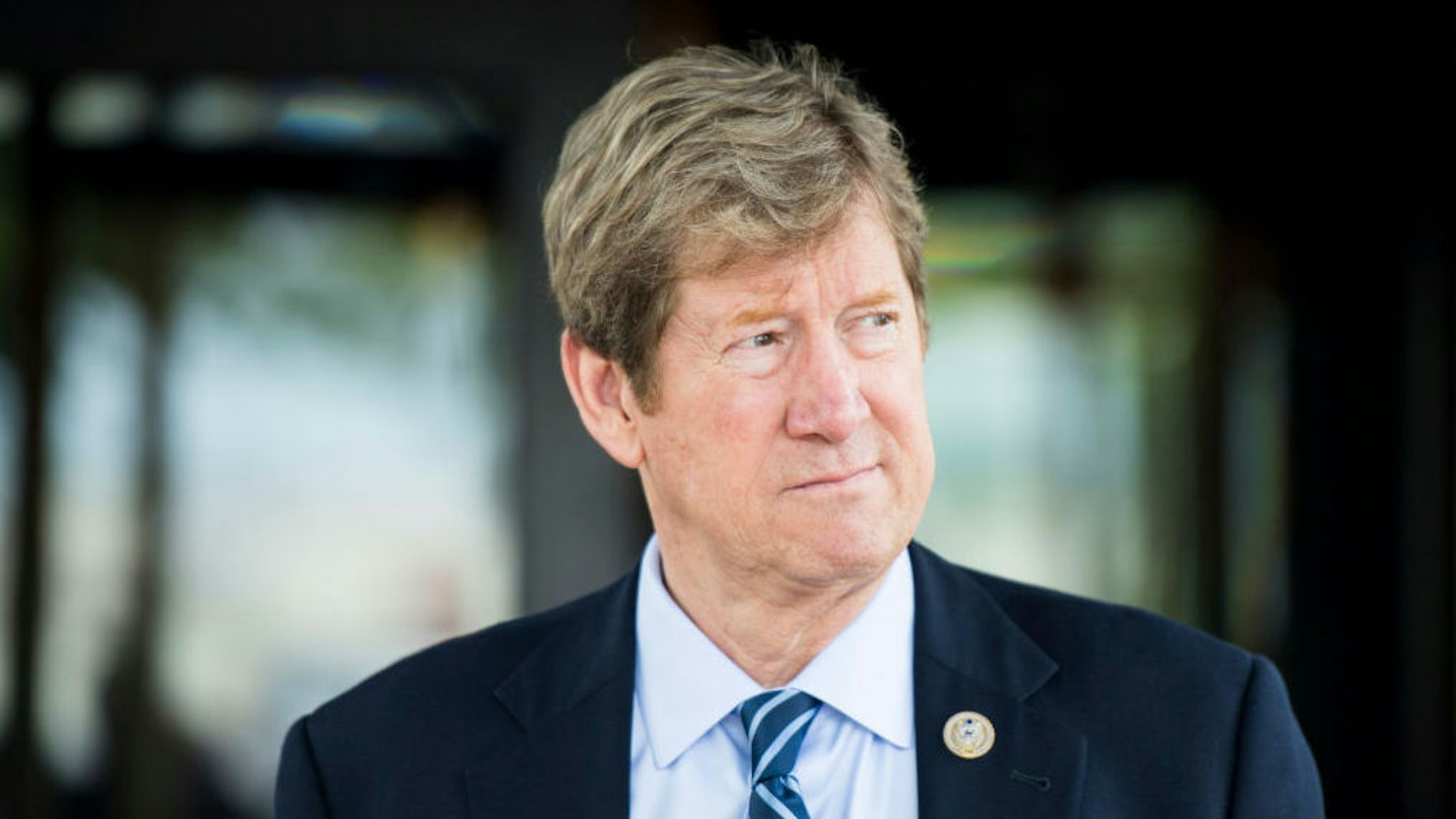 UNITED STATES - JUNE 13: Rep. Jason Lewis, R-Minn., leaves the House Republican Conference meeting at the Capitol Hill Club in Washington on Wednesday morning, June 13, 2018.