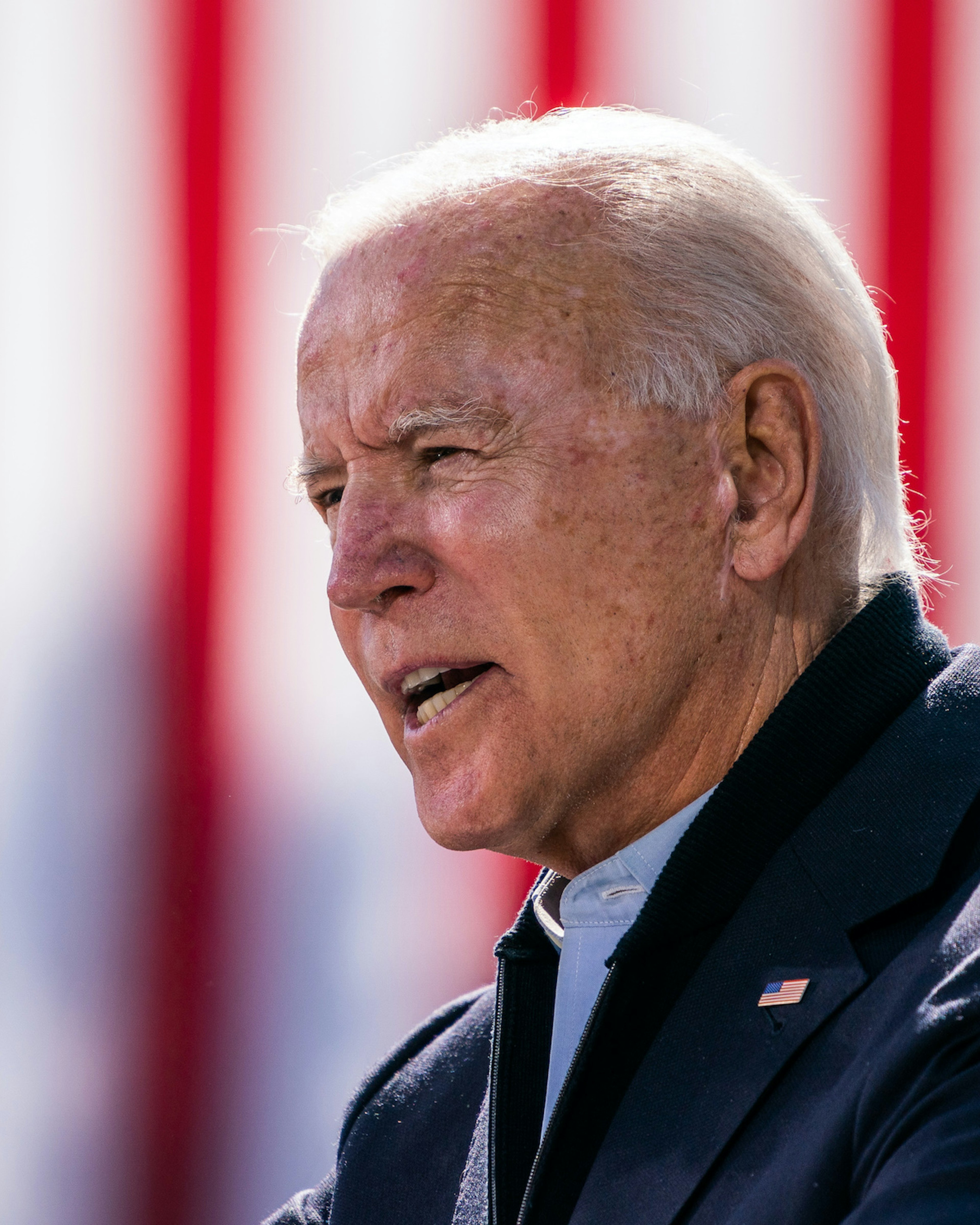 Presidential nominee Joe Biden speaks during a Voter Mobilization event at Riverside High School in Durham, North Carolina on October 18, 2020. (Photo by Demetrius Freeman/The Washington Post via Getty Images)