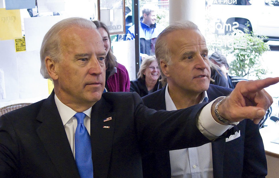 Democratic Presidential Campaign -- Pictured: (l-r) Senator and Vice Presidential nominee Joe Biden and brother Jim Biden choose their flavor at Ellen's Homemade Ice Cream in Charleston, WV on October 24, 2008 -- Photo by: Christina Jamison/NBC NewsWire