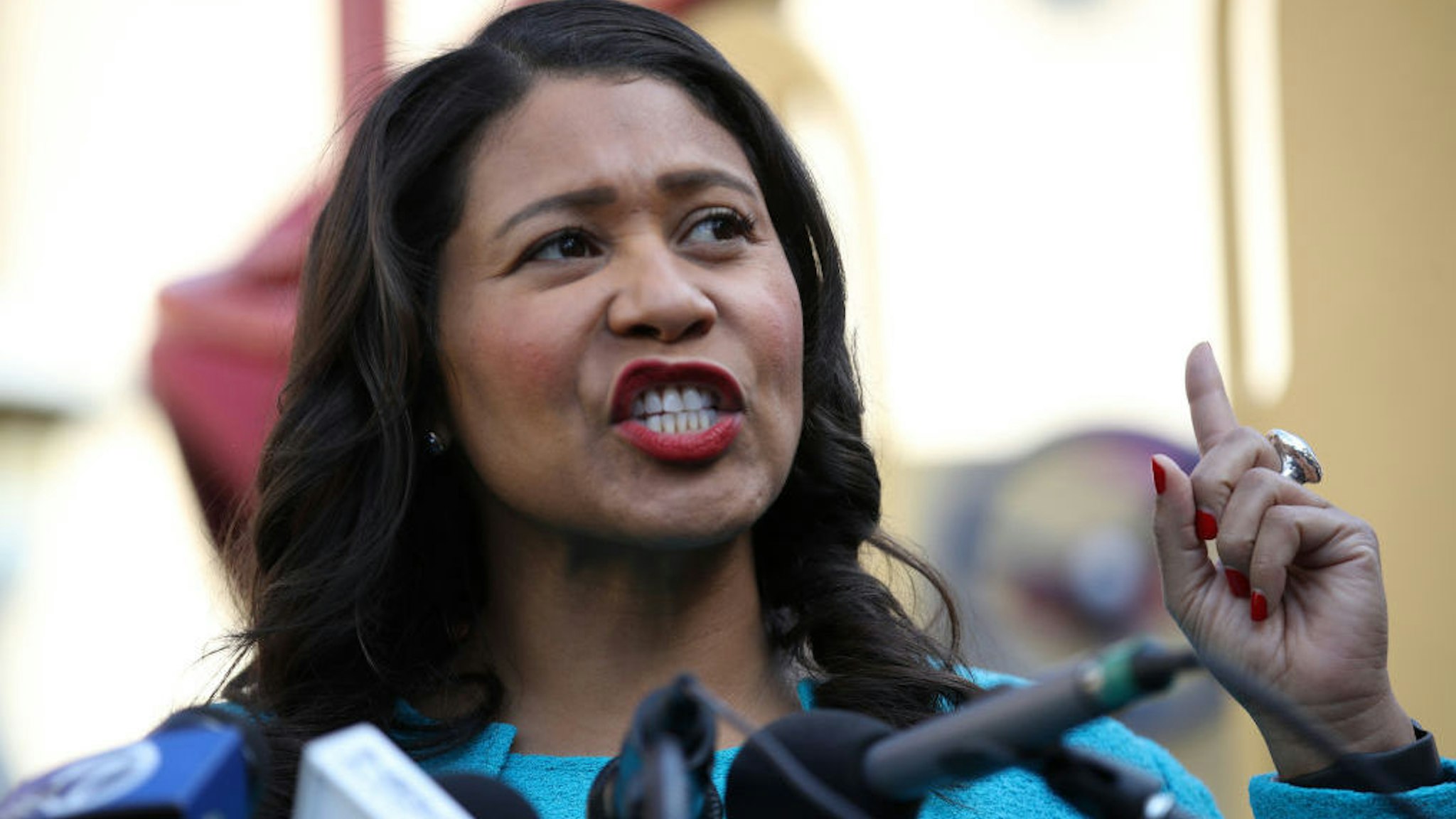 SAN FRANCISCO, CALIFORNIA - NOVEMBER 21: San Francisco mayor London Breed speaks during a press conference at Hamilton Families on November 21, 2019 in San Francisco, California. YouTube CEO Susan Wojcicki and her husband Dennis Troper joined Breed and Google.org representatives to announce that they would be donating a combined $1.35 million to Hamilton Families, a San Francisco based non-profit that provides long-term housing solutions to homeless families.