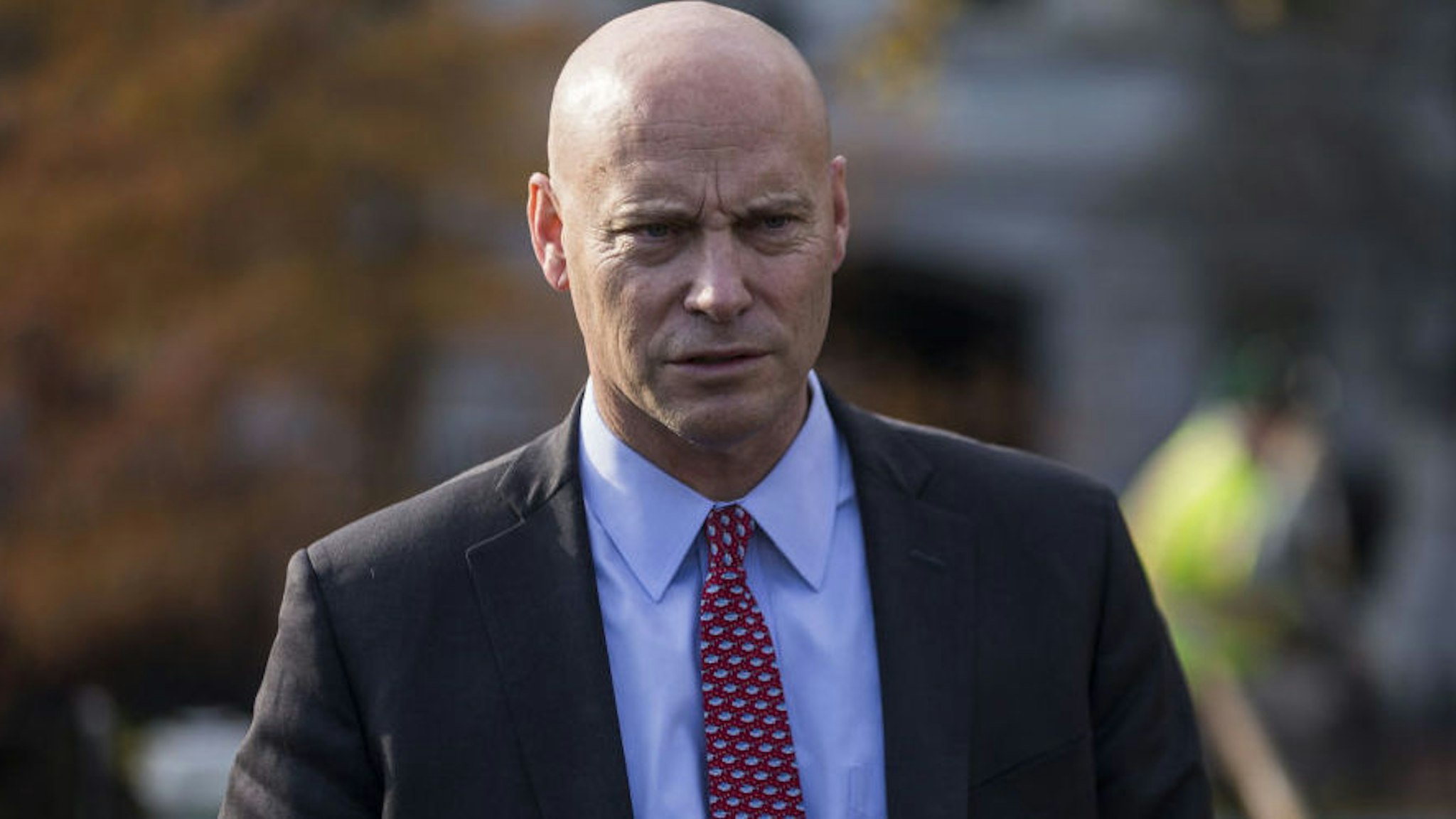 Marc Short, chief of staff to Vice President Mike Pence, speaks to members of the media outside the White House in Washington, D.C., U.S., on Tuesday, Nov. 19, 2019. Pence said Tuesday that it would be difficult for the U.S. to sign a trade agreement with China if demonstrations in Hong Kong are met with violence.