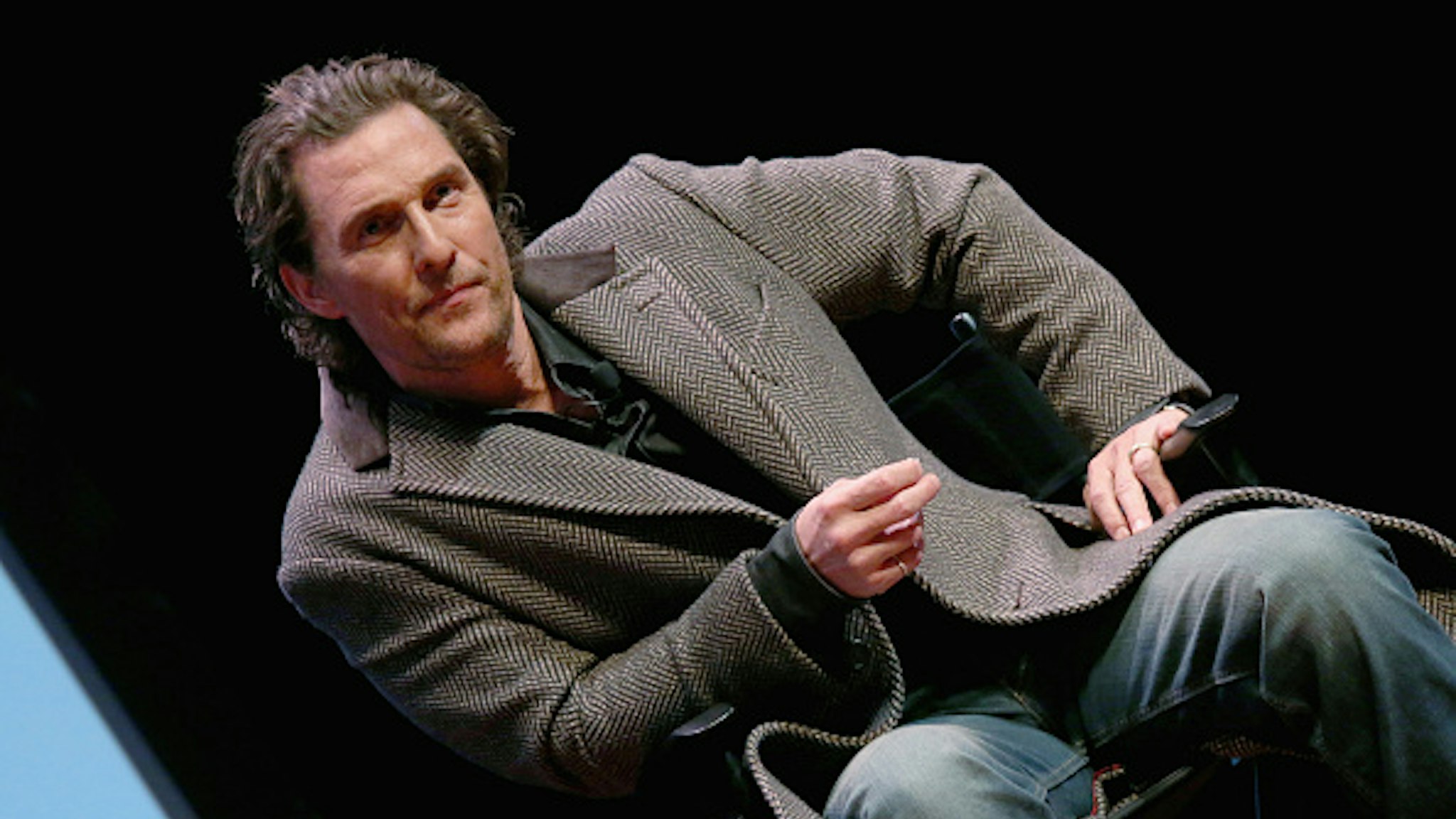 AUSTIN, TEXAS - JANUARY 21: Matthew McConaughey participates in a Q&amp;A after a special screening of his new film "The Gentlemen" at Hogg Memorial Auditorium at The University of Texas at Austin on January 21, 2020 in Austin, Texas.