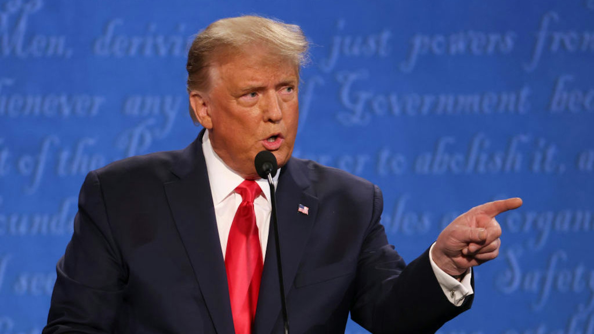 NASHVILLE, TENNESSEE - OCTOBER 22: U.S. President Donald Trump participates in the final presidential debate against Democratic presidential nominee Joe Biden at Belmont University on October 22, 2020 in Nashville, Tennessee. This is the last debate between the two candidates before the election on November 3. (Photo by Justin Sullivan/Getty Images)