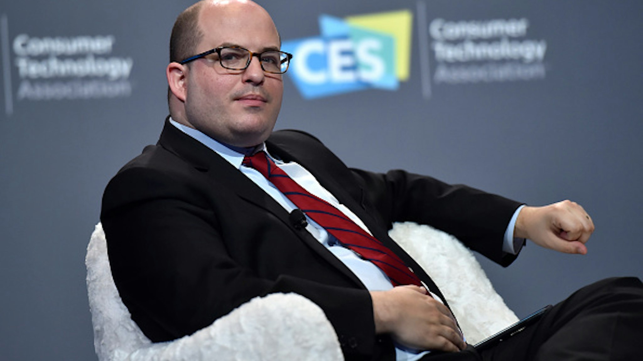 LAS VEGAS, NEVADA - JANUARY 09: CNN anchor and correspondent Brian Stelter speaks during a press event at CES 2019 at the Aria Resort &amp; Casino on January 9, 2019 in Las Vegas, Nevada. CES, the world's largest annual consumer technology trade show, runs through January 11 and features about 4,500 exhibitors showing off their latest products and services to more than 180,000 attendees.