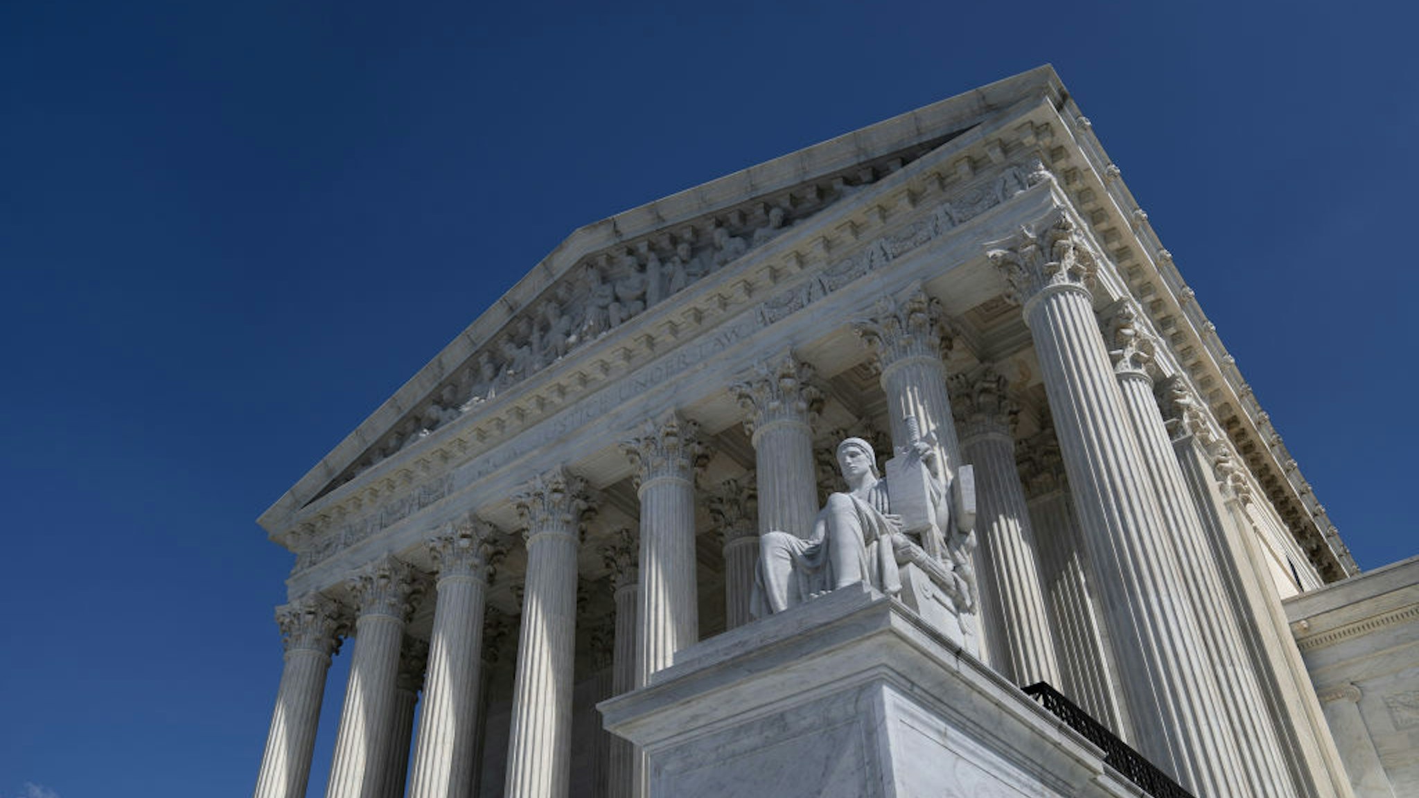 The U.S. Supreme Court stands in Washington, D.C., U.S. on Tuesday, Oct. 6, 2020. Alphabet Inc.'s Google and Oracle Corp. will face off in the U.S. Supreme Court on Wednesday in a multibillion-dollar copyright dispute with sweeping implications for technology and media companies worldwide.
