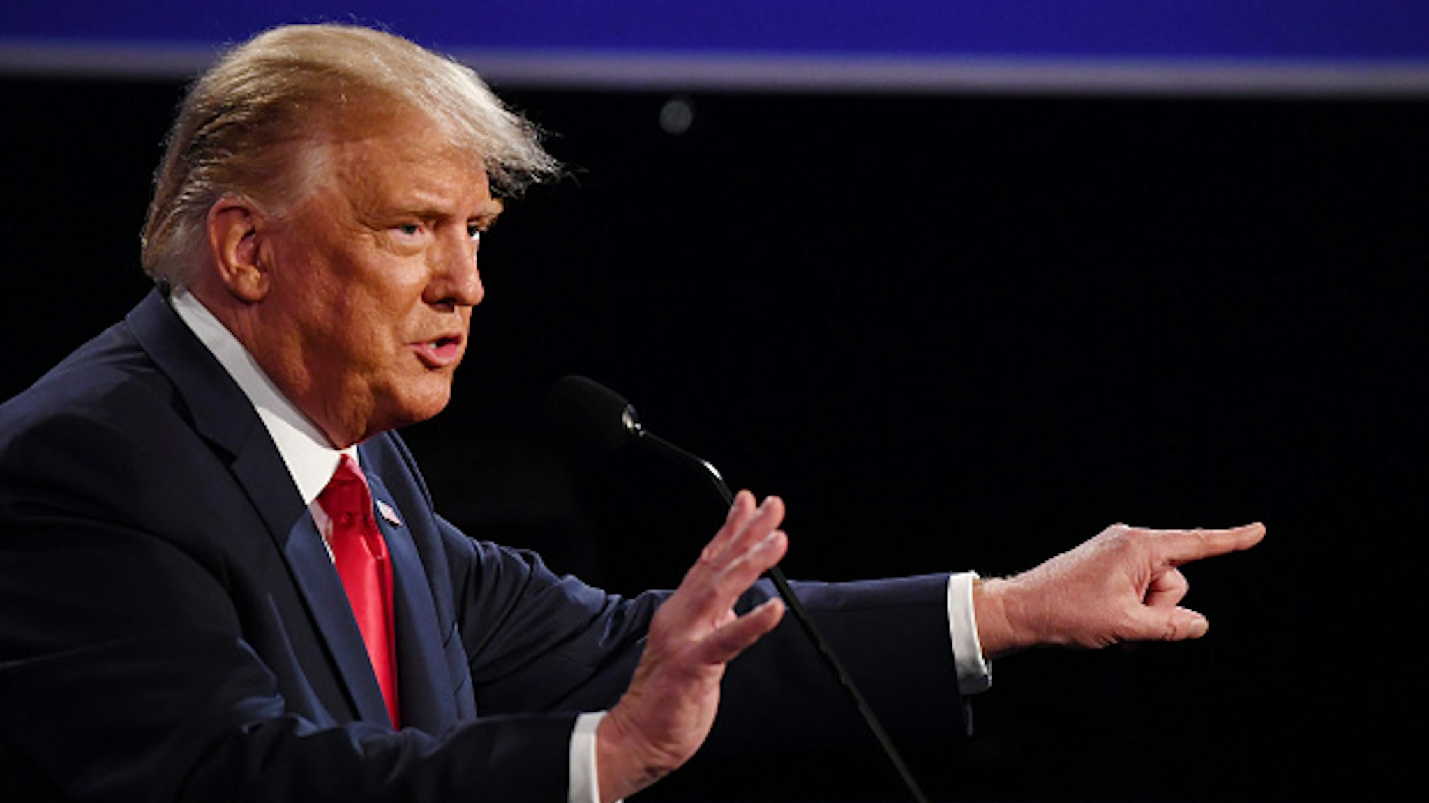 U.S. President Donald Trump speaks during the U.S. presidential debate at Belmont University in Nashville, Tennessee, U.S., on Thursday, Oct. 22, 2020. Trump and Biden traded charges of secretly taking money from foreign interests, after the former vice president addressed head-on Trumps efforts to portray him as corrupt.