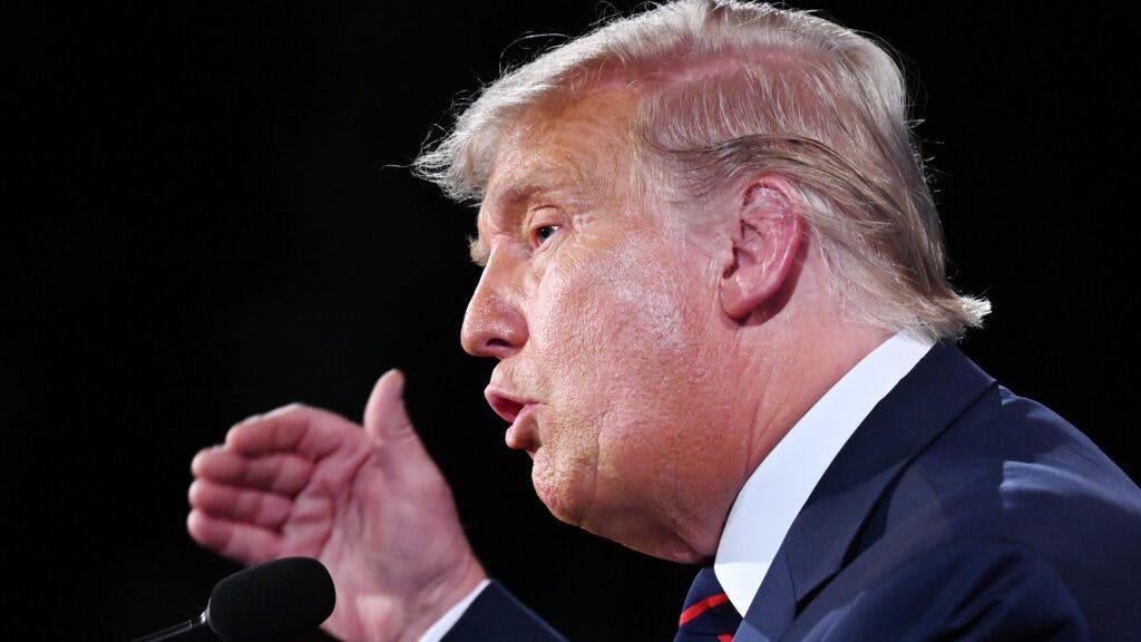 U.S. President Donald Trump speaks during the first U.S. presidential debate hosted by Case Western Reserve University and the Cleveland Clinic in Cleveland, Ohio, U.S., on Tuesday, Sept. 29, 2020. Trump and Biden kick off their first debate with contentious topics like the Supreme Court and the coronavirus pandemic suddenly joined by yet another potentially explosive question -- whether the president ducked paying his taxes.