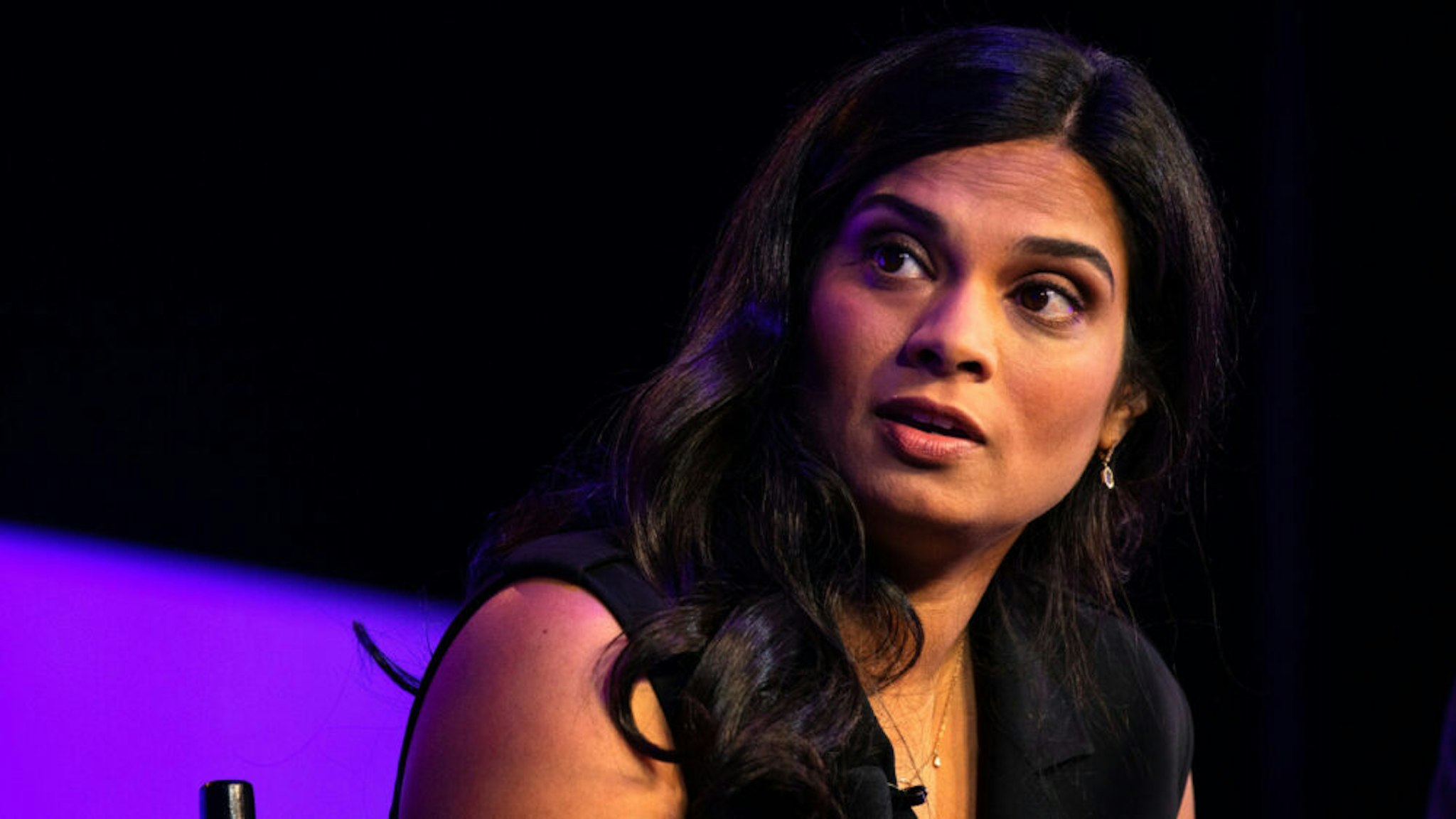 Vijaya Gadde, chief legal officer of Twitter Inc., speaks during the Wall Street Journal Tech Live global technology conference in Laguna Beach, California, U.S., on Monday, Oct. 21, 2019. The event brings together investors, founders, and executives to foster innovation and drive growth within the tech industry.
