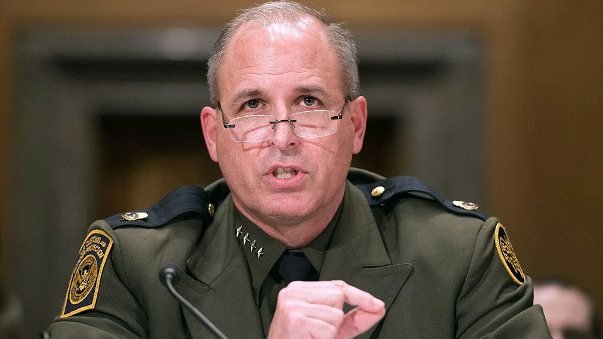 Mark Morgan, chief of the US Border Patrol, testifies at a Senate Homeland Security and Governmental Affairs Committee hearing on "Initial Observations of the New Leadership at the US Border Patrol" on Capitol Hill in Washington, DC, on November 30, 2016. / AFP / NICHOLAS KAMM (Photo credit should read