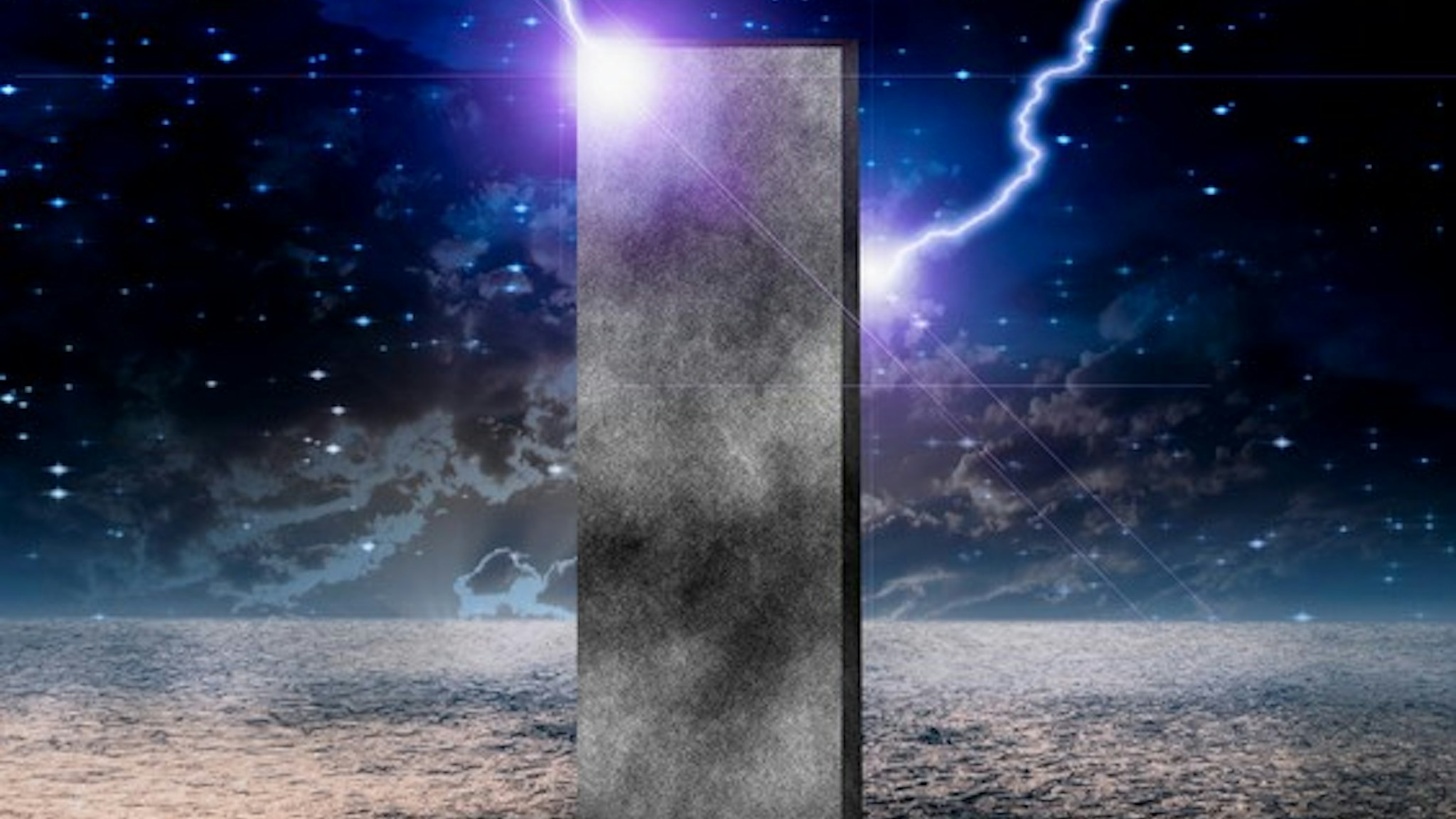 Sci-Fi composition. Strange Monolith on Lifeless Planet