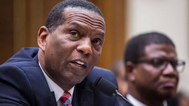 WASHINGTON, DC - JUNE 19: Former NFL player Burgess Owens testifies during a hearing on slavery reparations held by the House Judiciary Subcommittee on the Constitution, Civil Rights and Civil Liberties on June 19, 2019 in Washington, DC. The subcommittee debated the H.R. 40 bill, which proposes a commission be formed to study and develop reparation proposals for African-Americans. (Photo by Zach Gibson/Getty Images)