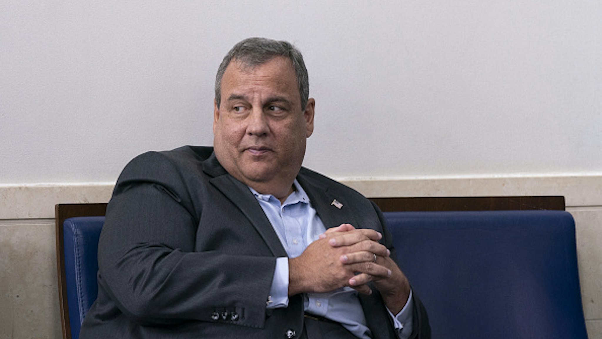 Chris Christie, former Governor of New Jersey, listens as U.S. President Donald Trump speaks during a news conference in the James S. Brady Press Briefing Room at the White House in Washington, D.C., U.S., on Sunday, Sept. 27, 2020. Trump denied a report that he paid just $750 in federal income taxes in 2016 and 2017, and repeated his stance to only share his tax returns after an audit is finished.