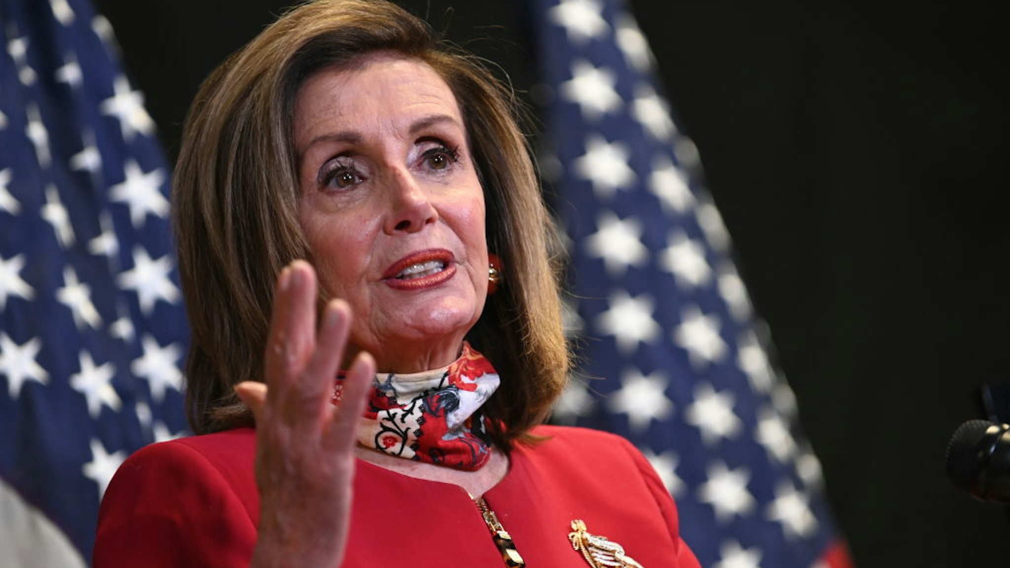 U.S. House Speaker Nancy Pelosi, a Democrat from California, speaks during a news conference at the Democratic Congressional Campaign Committee headquarters in Washington, D.C., U.S., on Tuesday, Nov. 3, 2020.