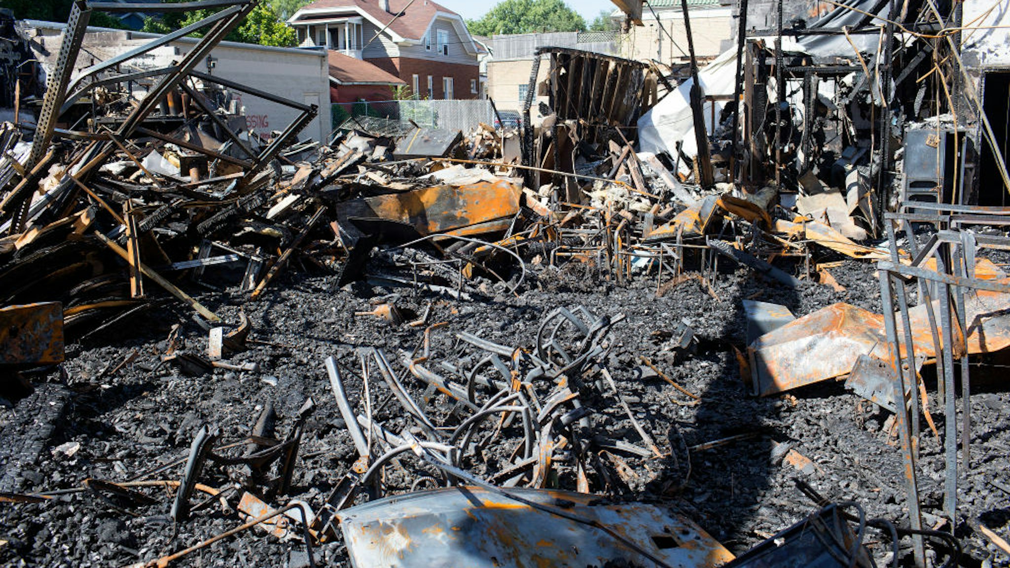 A week after rioting in response to the police shooting of Jacob Blake, the rubble of burned stores remain in the Uptown neighborhood, September 2, 2020 on Kenosha, Wisconsin.
