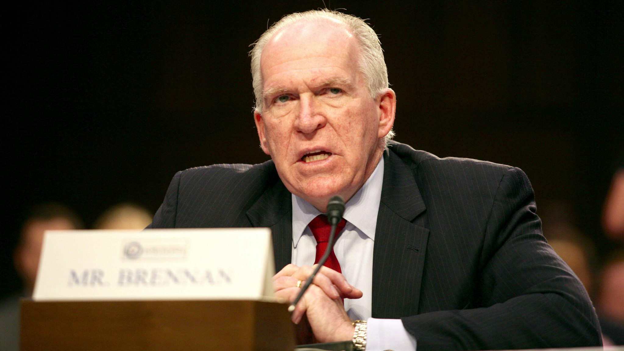 WASHINGTON, DC - JUNE 16: CIA Director John Brennan testifies during a Senate Committee hearing on national security on Capitol Hill June 16, 2016 in Washington, DC. Brennan said that despite gains on the battlefield, the West still faces a serious terror threat from ISIS.