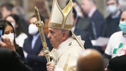 Pope Francis Holds The Holy Mass On The World Youth Day VATICAN CITY, VATICAN - NOVEMBER 22: Pope Francis holds Holy Mass on World Youth Day at St. Peter's Basilica on November 22, 2020 in Vatican City, Vatican.