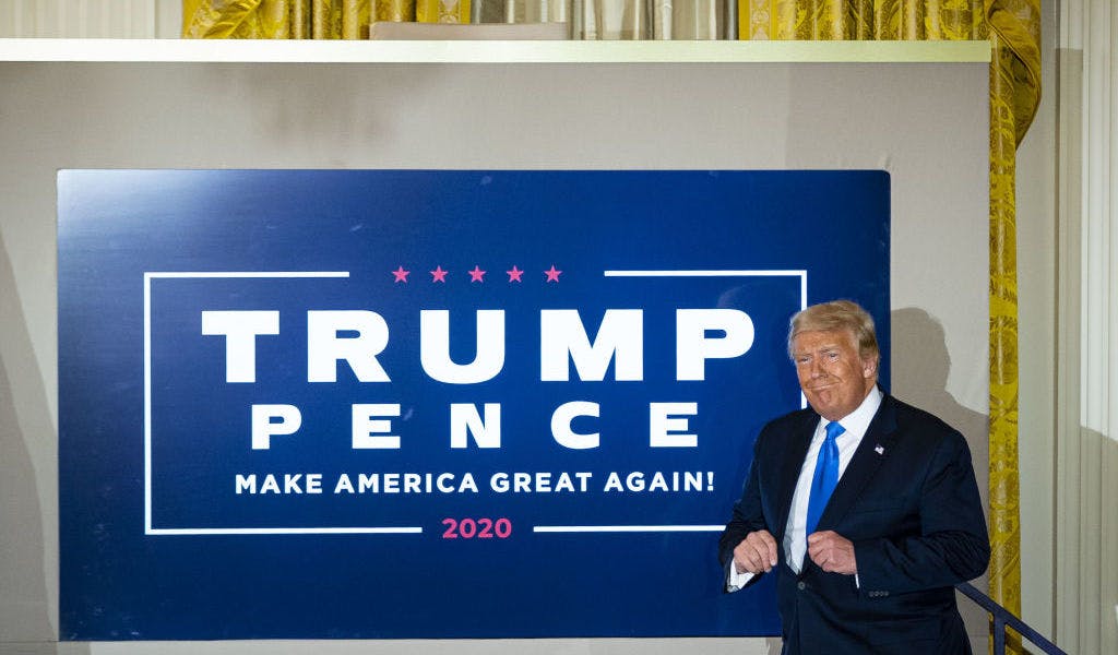 U.S. President Donald Trump arrives an election night party in the East Room of the White House in Washington, D.C., U.S., on Wednesday, Nov. 4, 2020. Trump falsely declared early Wednesday he had won re-election against Joe Biden and said he would ask the Supreme Court to intervene, even as several battleground states continue to count votes. Photographer: Al Drago/Bloomberg via Getty Images