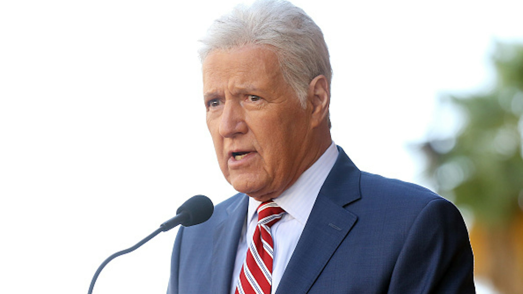 HOLLYWOOD, CALIFORNIA - NOVEMBER 01: Alex Trebek speaks at the ceremony honoring Harry Friedman with a Star on The Hollywood Walk of Fame held on November 01, 2019 in Hollywood, California.
