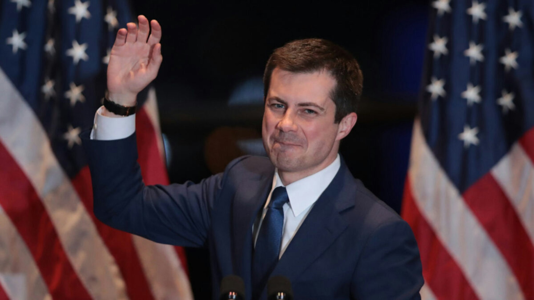 Former South Bend, Indiana Mayor Pete Buttigieg announces he is ending his campaign to be the Democratic nominee for president during a speech at the Century Center on March 01, 2020 in South Bend, Indiana.