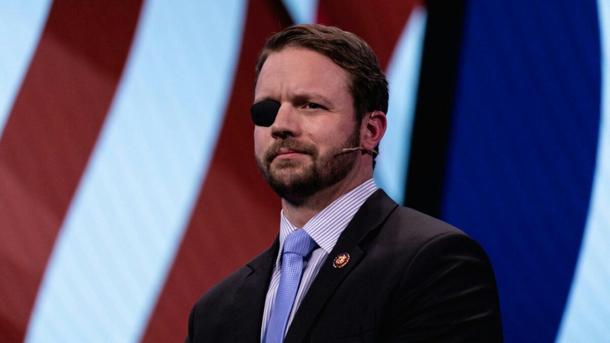 Rep. Dan Crenshaw (R-TX), speaks at the 2019 American Israel Public Affairs Committee (AIPAC) Policy Conference, at the Walter E. Washington Convention Center in Washington, D.C., on Monday, March 25, 2019.