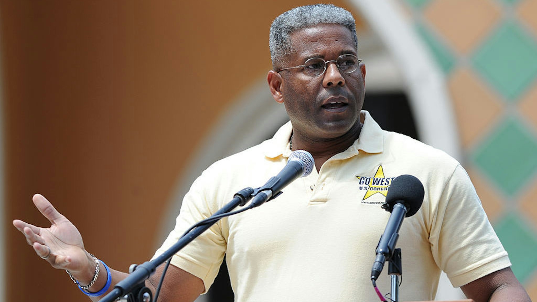 BOCA RATON, FL - APRIL 16: Congressman Allen West attends South Florida Tax Day Tea Party Rally on April 16, 2011 in Boca Raton, Florida. (Photo by Larry Marano/Getty Images)