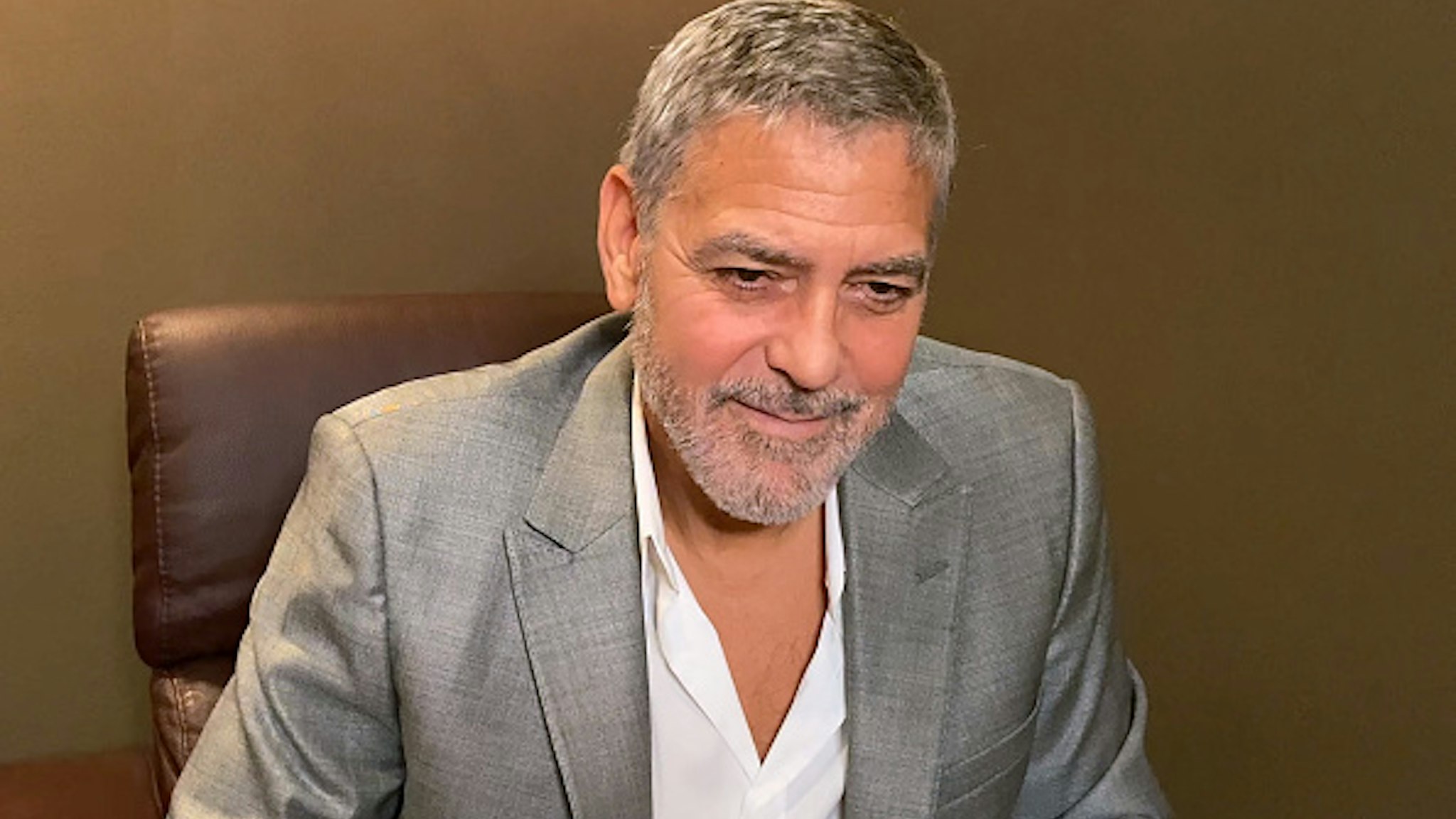 UNSPECIFIED - OCTOBER 18: In this screengrab, George Clooney speaks virtually during Screen Talk at the 64th BFI London Film Festival on October 18, 2020.