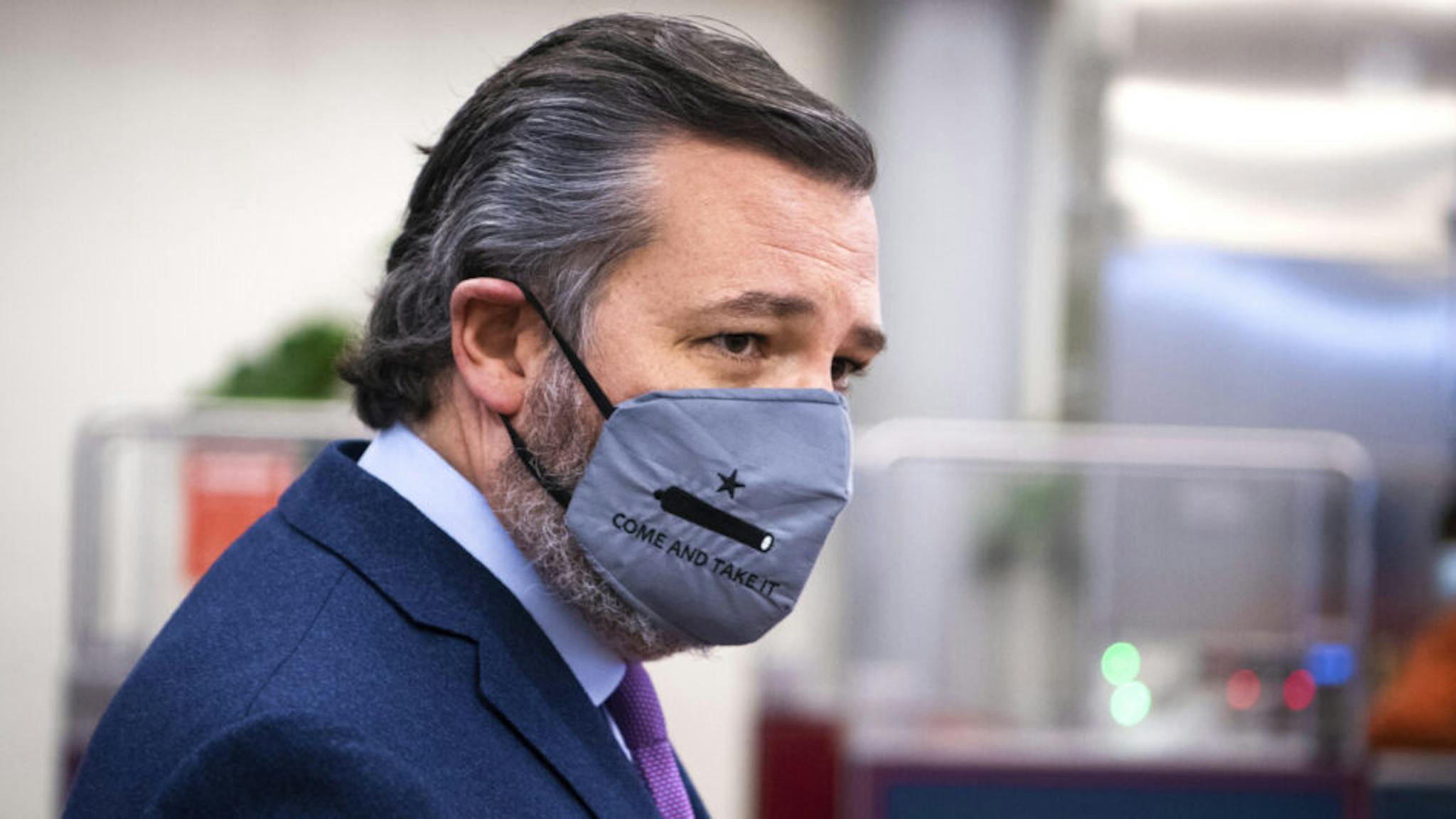 Senate Vote UNITED STATES - DECEMBER 9: Sen. Ted Cruz, R-Texas, talks with reporters in the Senate subway during a Senate vote in the Capitol on Wednesday, December 9, 2020.