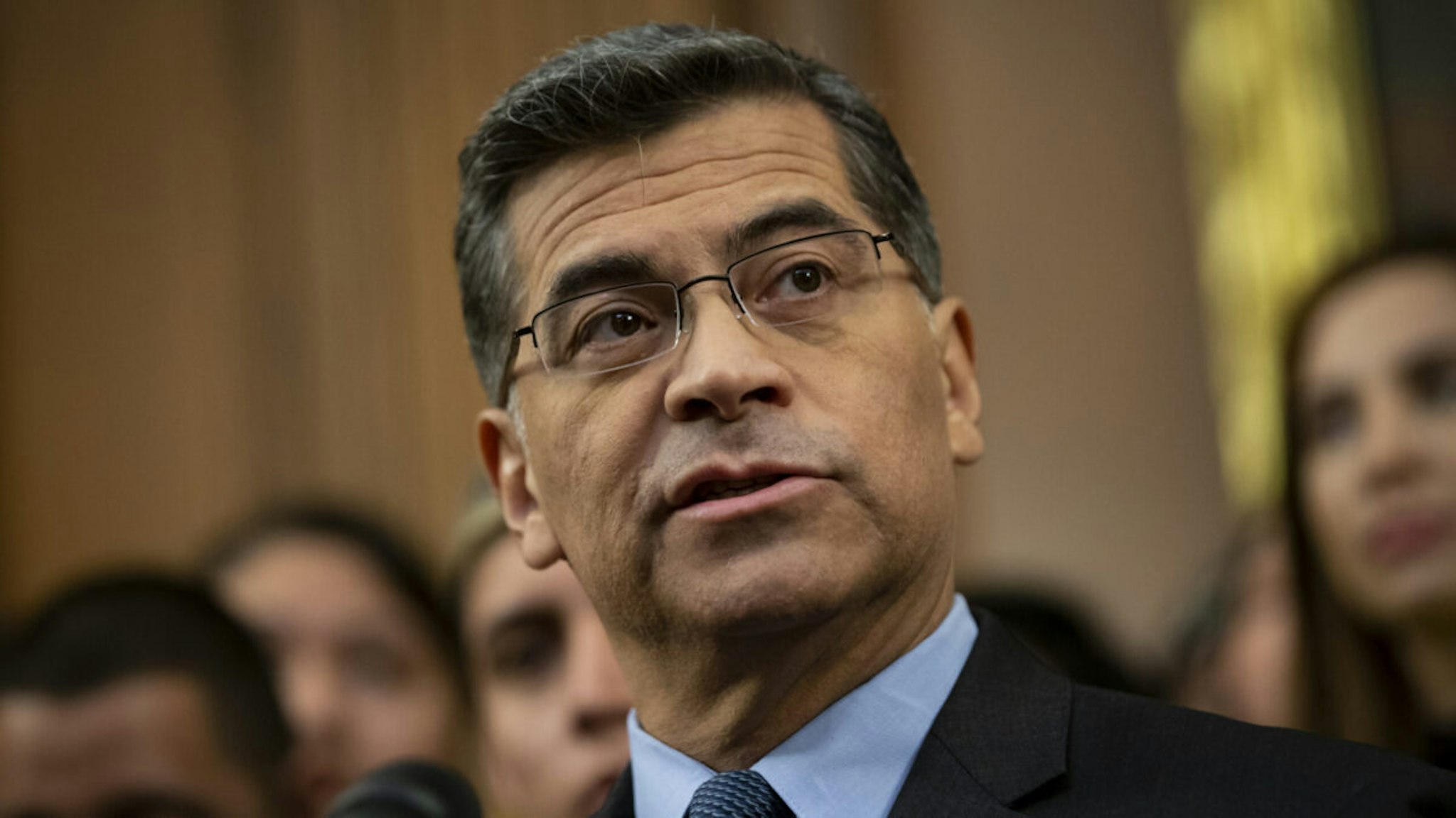 Xavier Becerra, California's attorney general, speaks during a news conference on Capitol Hill in Washington, D.C., U.S., on Tuesday, Nov. 12, 2019.