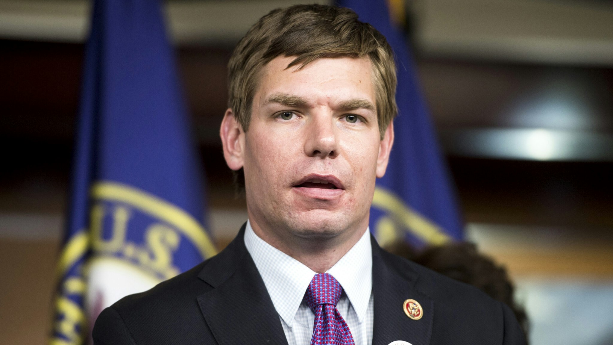 UNITED STATES - JULY 30: Rep. Eric Swalwell, D-Calif., speaks during the House Democrats' news conference to discuss Republican lawsuit against President Obama and the House Democrats' focus on the economy on Wednesday, July 30, 2014.