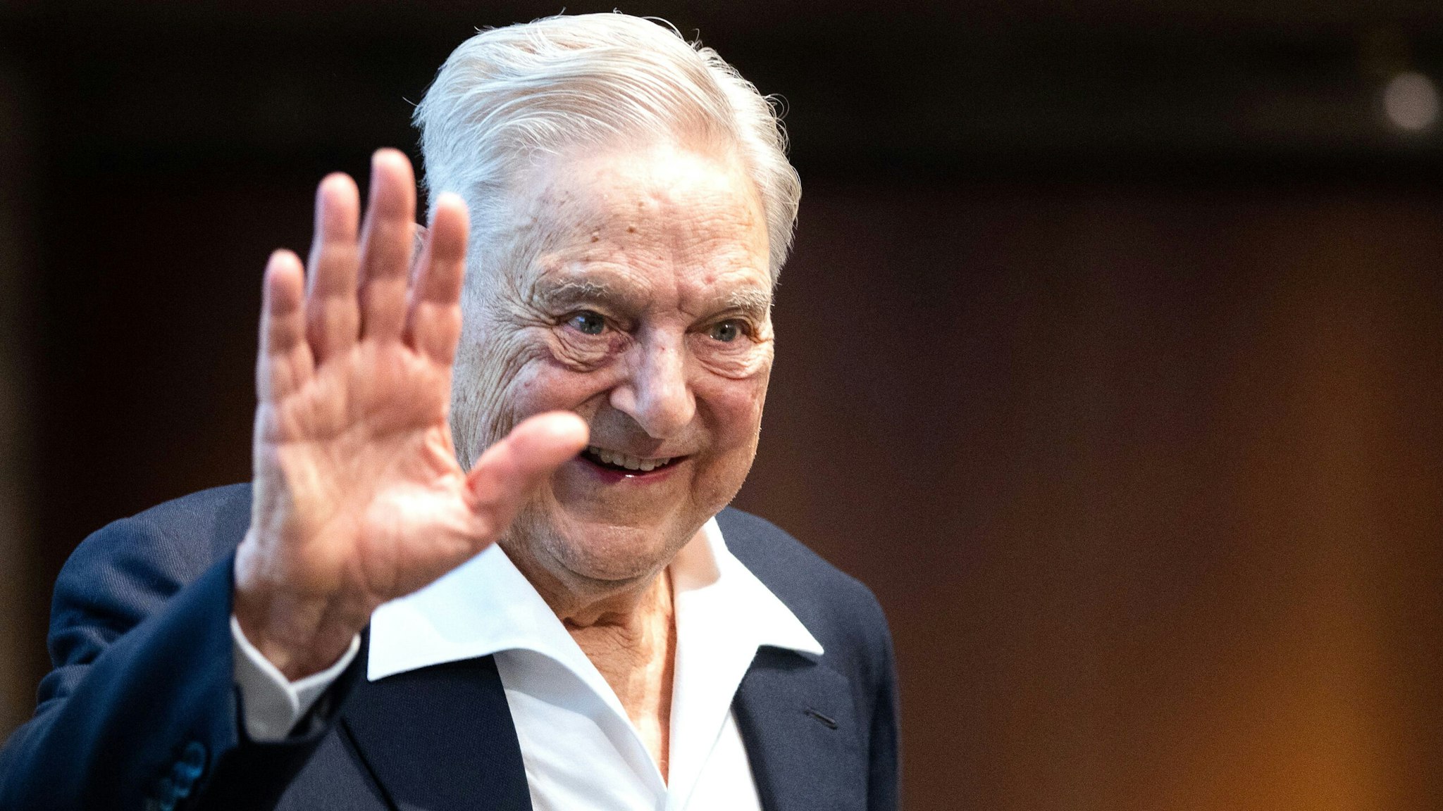 Hungarian-born US investor and philanthropist George Soros talks to the audience after receiving the Schumpeter Award 2019 in Vienna, Austria on June 21, 2019.