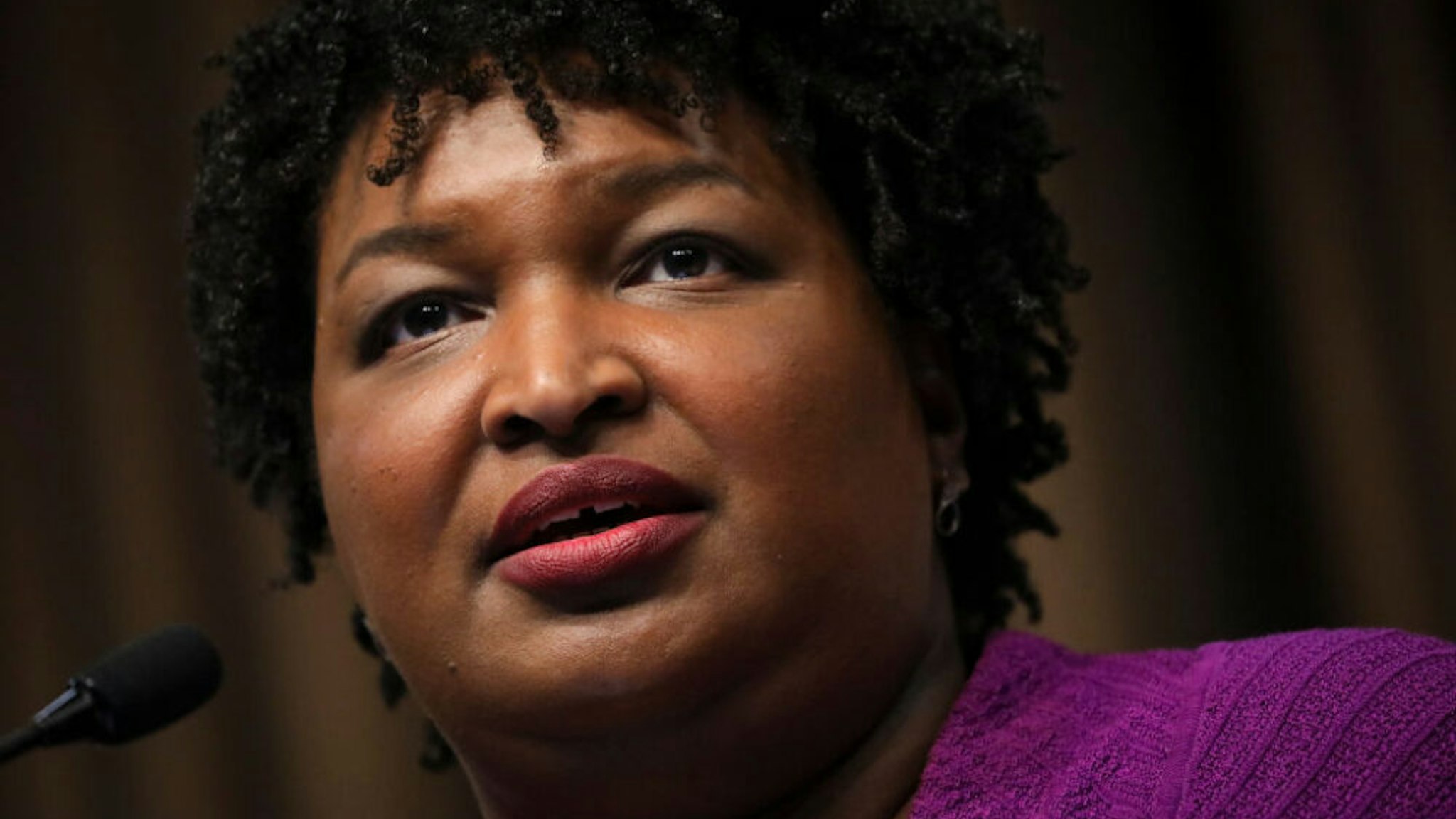 NEW YORK, NY - APRIL 3: Former Georgia Gubernatorial candidate Stacey Abrams speaks at the National Action Network's annual convention, April 3, 2019 in New York City. A dozen 2020 Democratic presidential candidates will speak at the organization's convention this week. Founded by Rev. Al Sharpton in 1991, the National Action Network is one of the most influential African American organizations dedicated to civil rights in America.