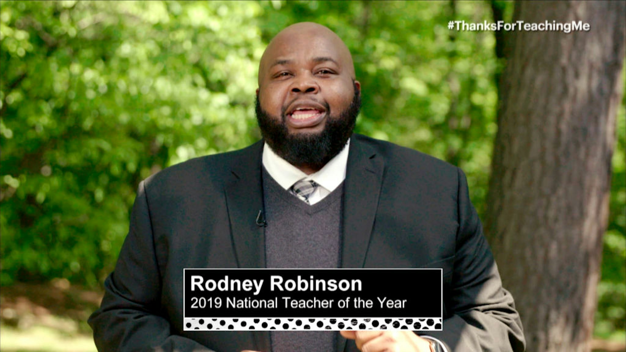 In this screengrab, Rodney Robinson 2019 National Teacher of the Year speaks during Graduate Together: America Honors the High School Class of 2020 on May 16, 2020.