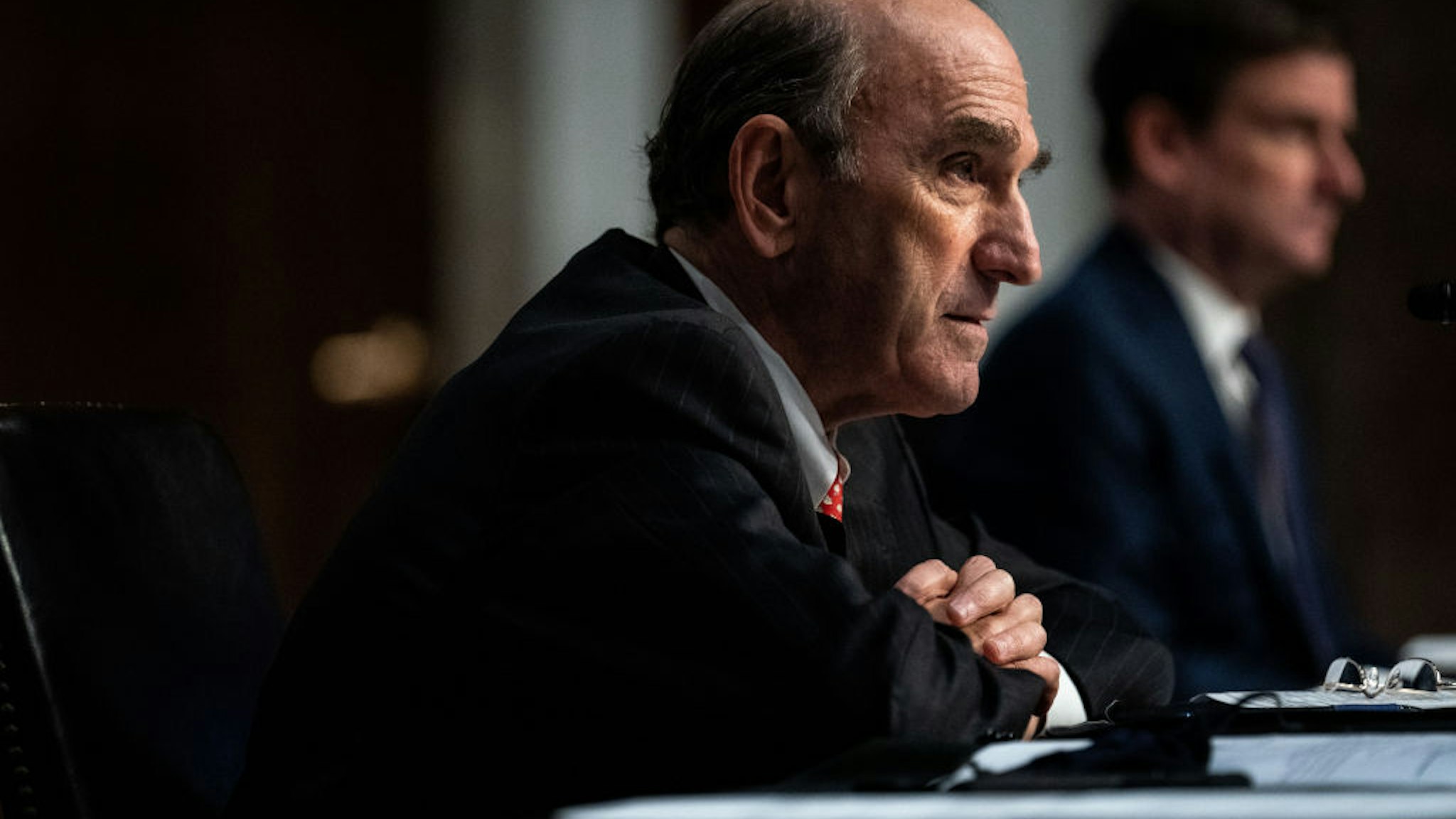Elliot Abrams, special representative for Iran and Venezuela at the State Department, testifies during a Senate Committee on Foreign Relations hearing on US Policy in the Middle East on Capitol Hill on September 24, 2020 in Washington, DC.