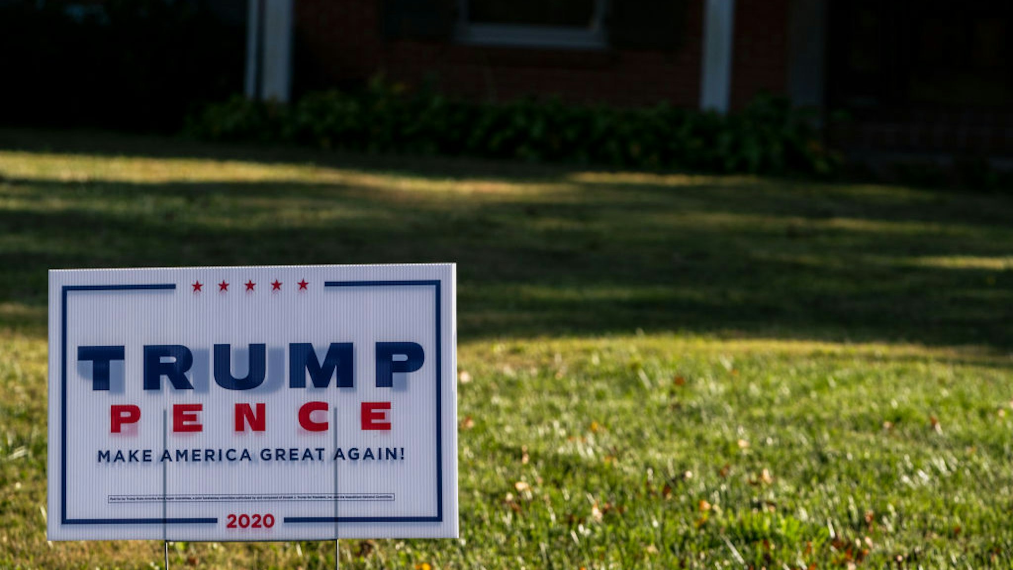 A Trump/Pence yard sign is seen on October 13, 2020 in Louisville, Kentucky.
