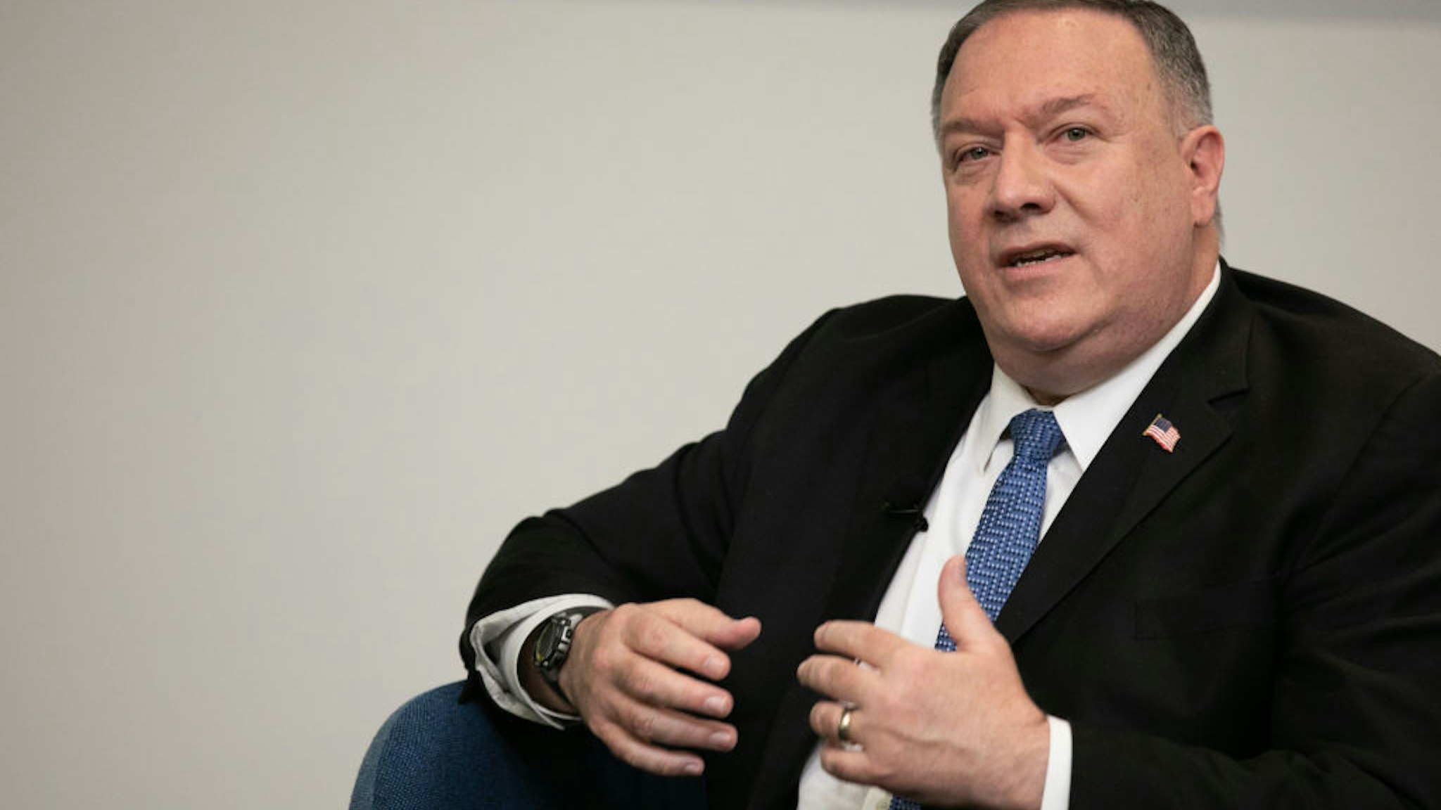 U.S. Secretary of State Mike Pompeo answers questions after giving on China foreign policy at Georgia Tech on December 9, 2020 in Atlanta, Georgia.