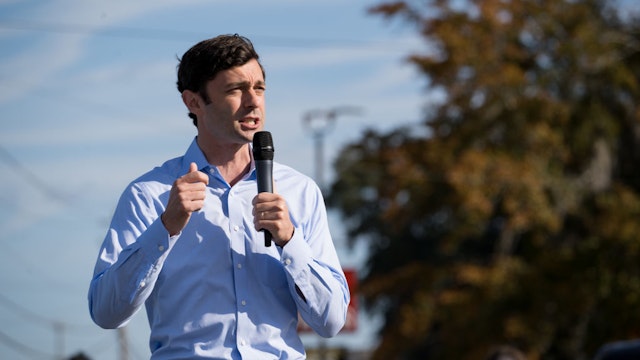 Democratic U.S. Senate candidate Jon Ossoff speaks to a group of supporters at a meet and greet on December 19, 2020 in Hinesville, Georgia.