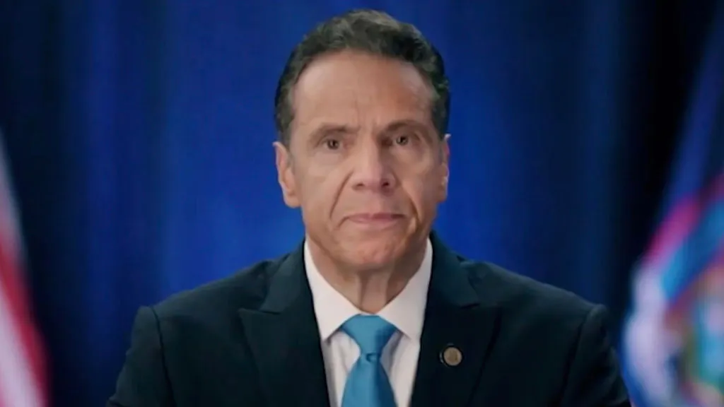 In this screenshot from the DNCC’s livestream of the 2020 Democratic National Convention, New York Gov. Andrew Cuomo addresses the virtual convention on August 17, 2020.