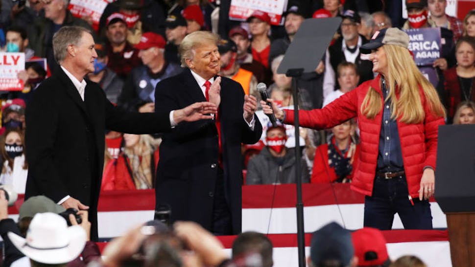 President Trump Holds Rally In Georgia For Senate Candidates Loeffler And Perdue President Donald Trump attends a rally in support of Sen. David Perdue (R-GA) and Sen. Kelly Loeffler (R-GA) on December 05, 2020 in Valdosta, Georgia.