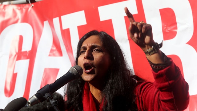 Seattle City Council member Kshama Sawant speaks at a rally held outside the courthouse where U.S. District Court for the Western District of Washington at Seattle is hearing Daniel Ramirez Medina v. U.S. Department of Homeland Security on February 17, 2017 in Seattle, Washington.