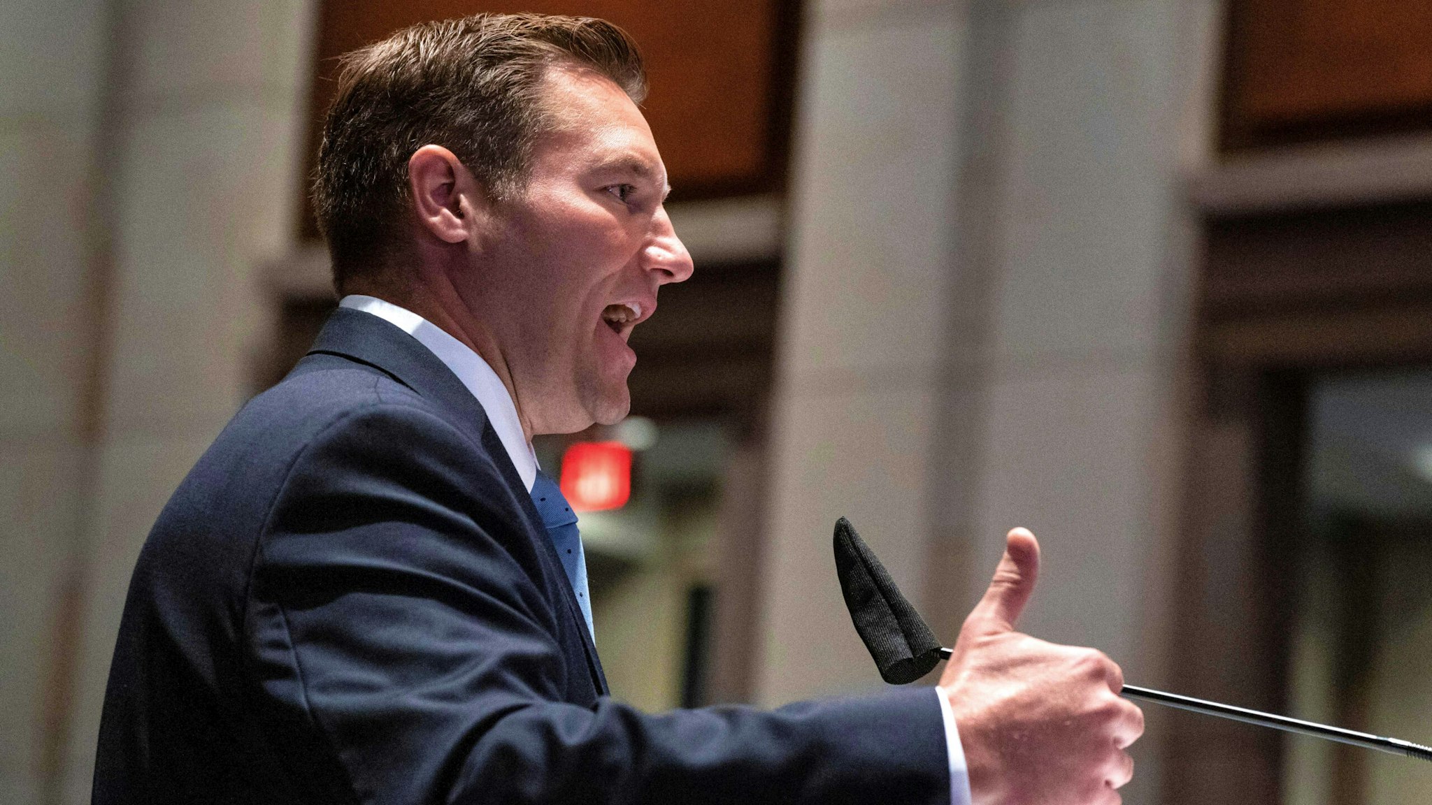Republican Representative from Pennsylvania Guy Reschenthaler defends an amendment to the bill during a House Judiciary Committee markup on H.R. 7120 the "Justice in Policing Act of 2020," at the US Capitol in Washington, DC, on June 17, 2020.