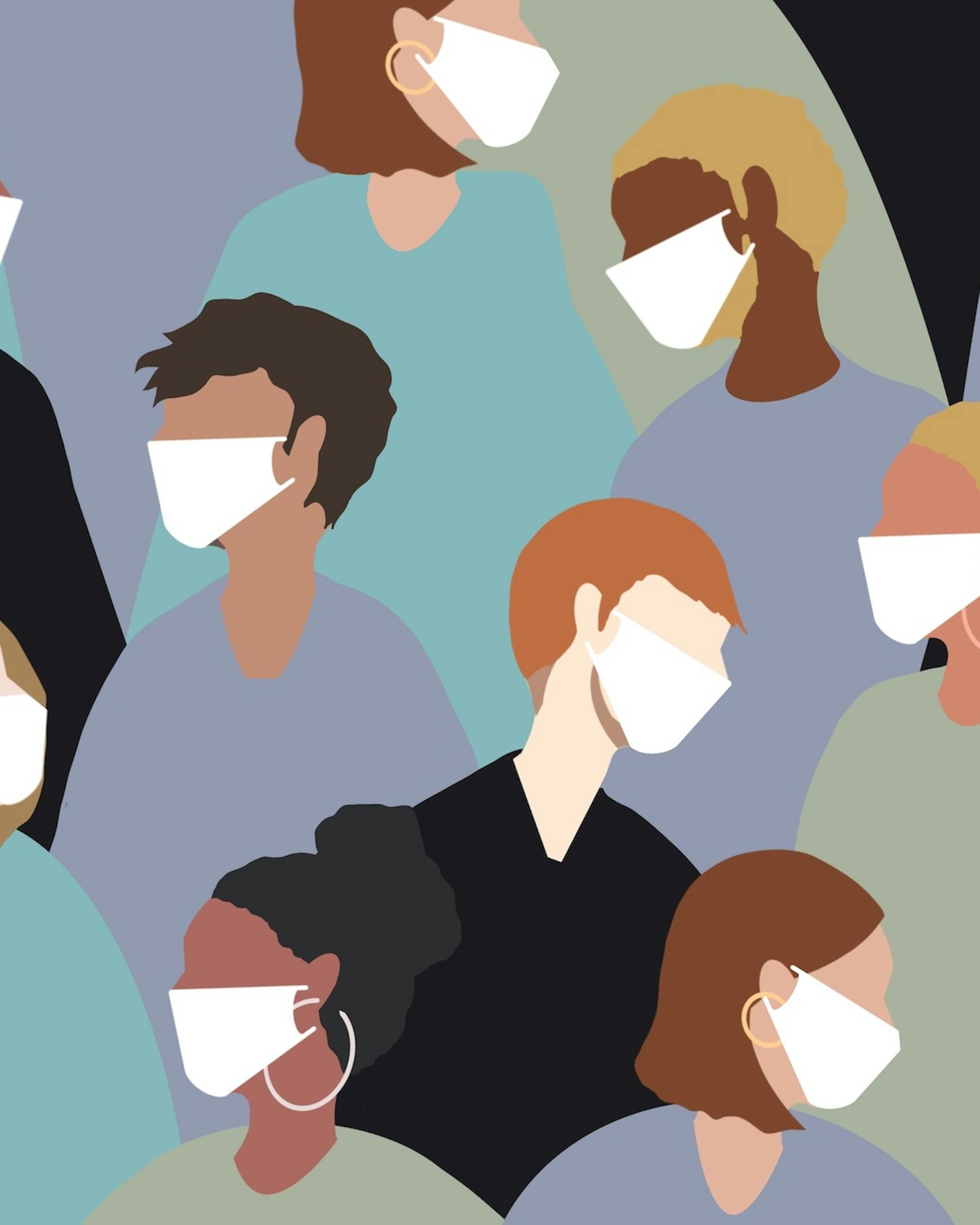 Wearing a medical face mask for winter viruses People wearing medical face masks