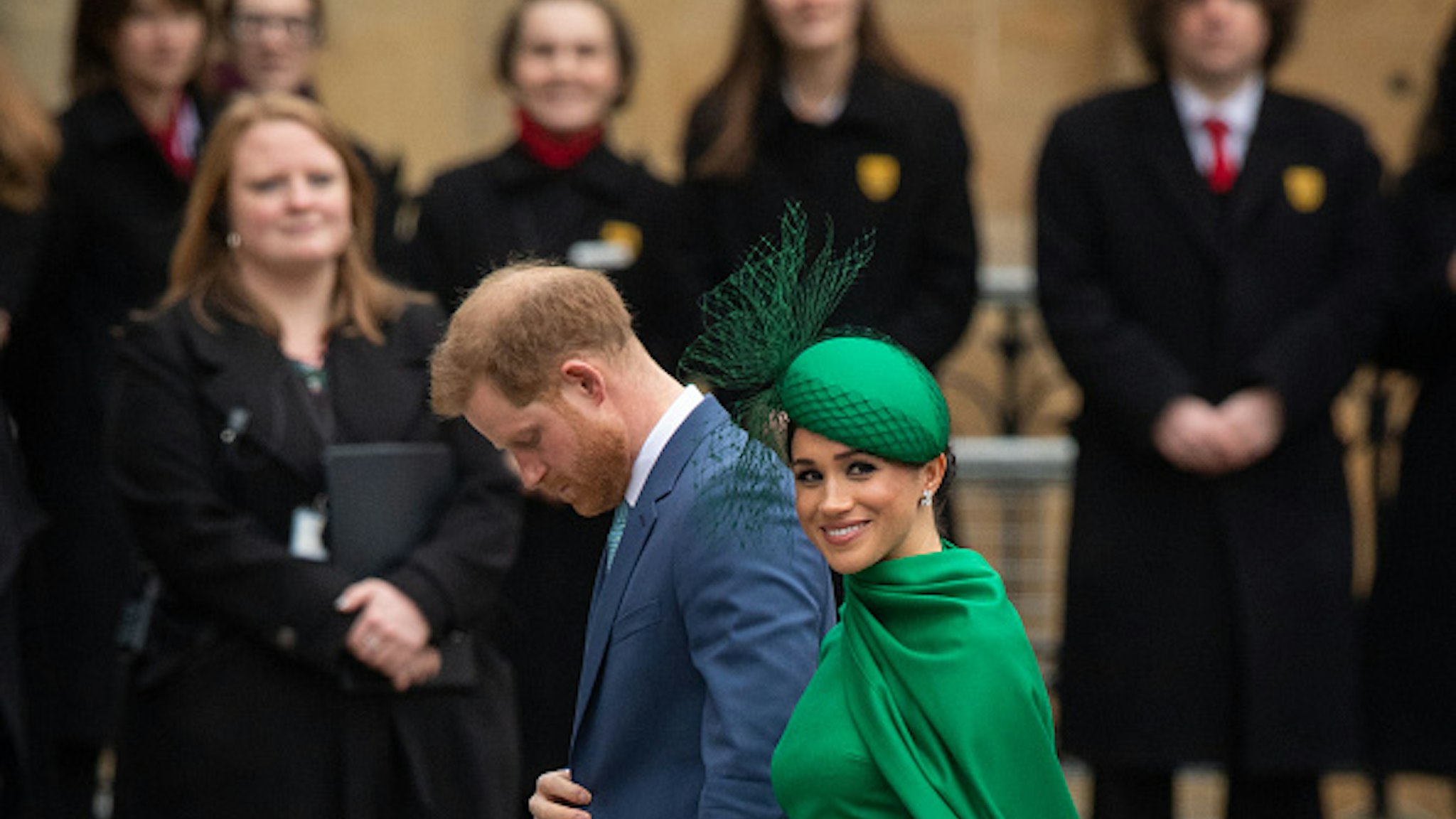 The Duke and Duchess of Sussex arrive at the Commonwealth Service at Westminster Abbey, London on Commonwealth Day. The service is their final official engagement before they quit royal life. PA Photo. Picture date: Monday March 9, 2020. See PA story ROYAL Commonwealth. Photo credit should read: Dominic Lipinski/PA Wire