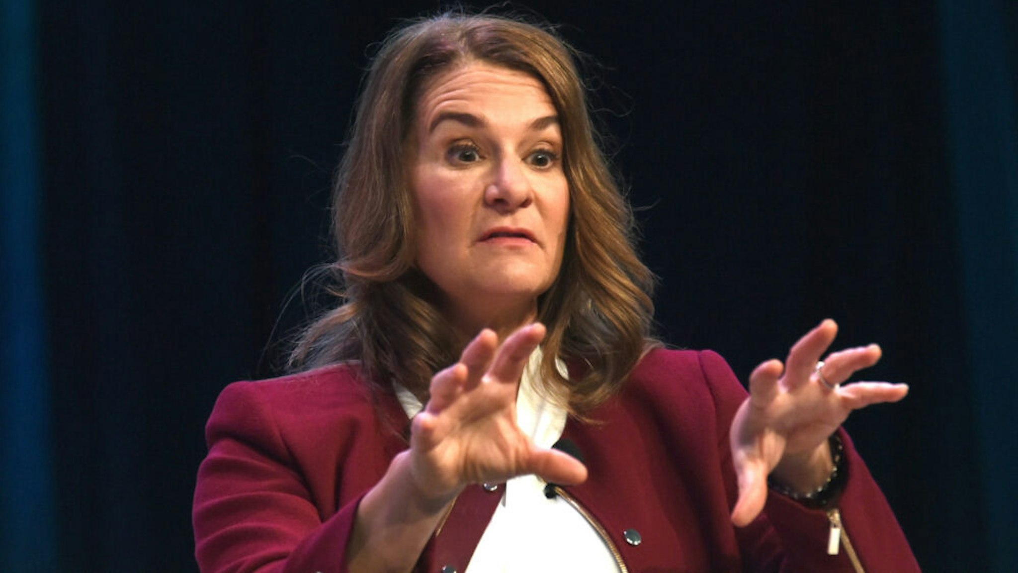 AUSTIN, TX - MARCH 11: Melinda Gates speaks onstage at the Interactive Keynote during SXSW at Austin Convention Center on March 11, 2018 in Austin, Texas.