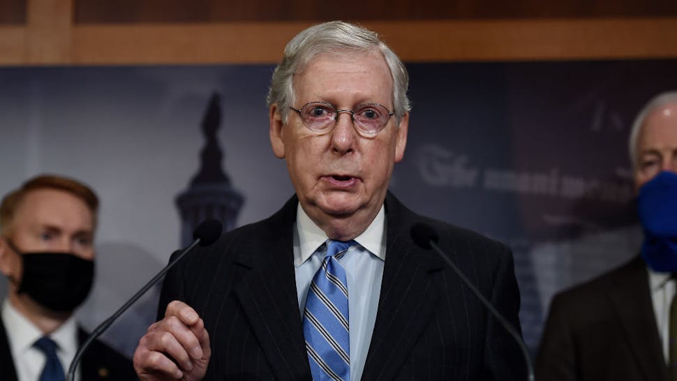 Mitch McConnell Republican Senate Majority Leader Mitch McConnell(R-KY) speaks during a news conference to announce that the Senate is considering police reform legislation, at the US Capitol on June 17, 2020 in Washington, DC. (Photo by Olivier DOULIERY / AFP) (Photo by OLIVIER DOULIERY/AFP via Getty Images)