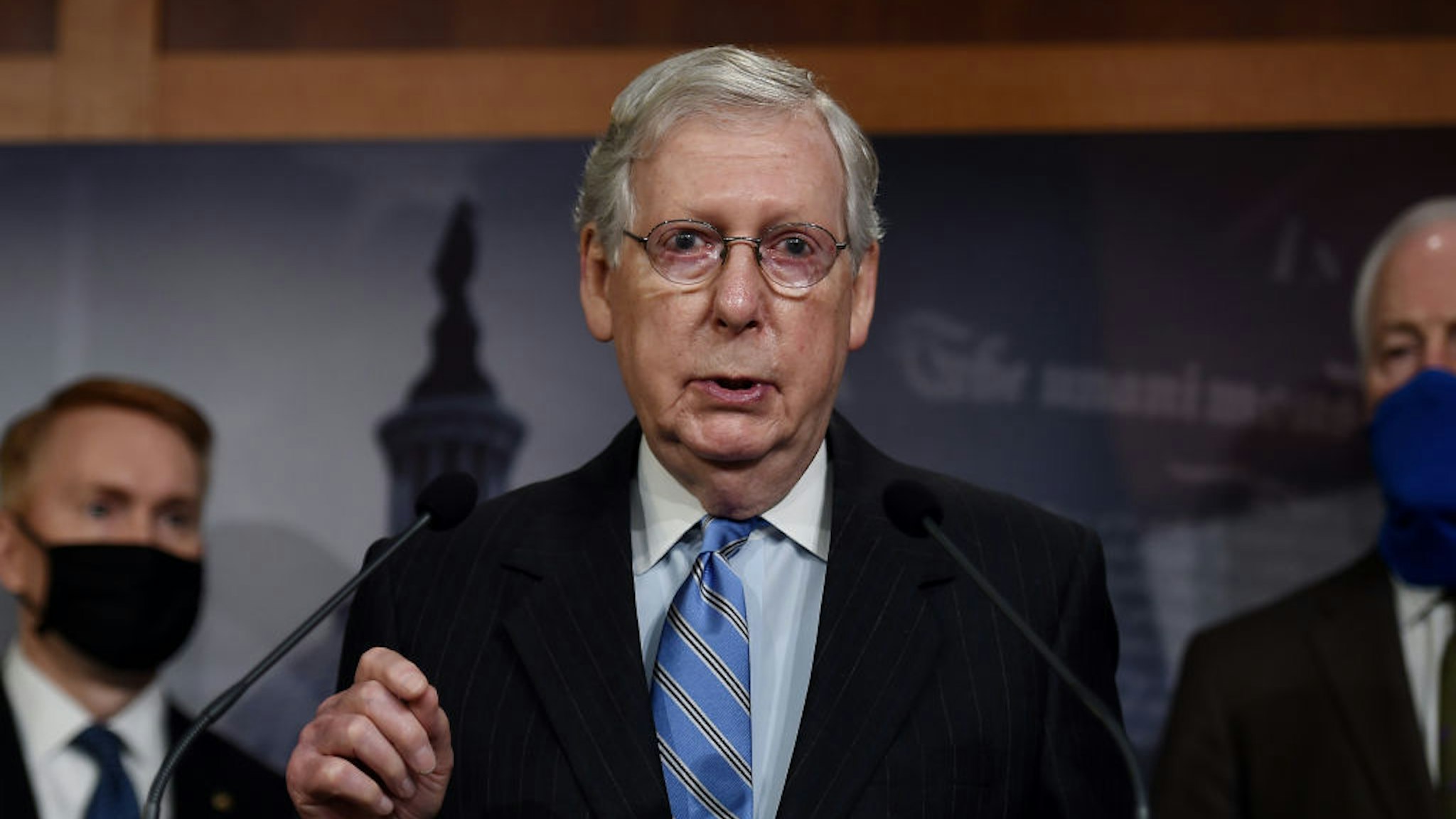 Republican Senate Majority Leader Mitch McConnell(R-KY) speaks during a news conference to announce that the Senate is considering police reform legislation, at the US Capitol on June 17, 2020 in Washington, DC. (Photo by Olivier DOULIERY / AFP) (Photo by OLIVIER DOULIERY/AFP via Getty Images)