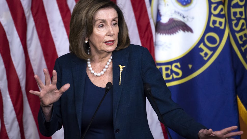 Nancy Pelosi UNITED STATES - JANUARY 16: Speaker of the House Nancy Pelosi, D-Calif., conducts her weekly news conference in the Capitol Visitor Center on Thursday, January 16, 2020.